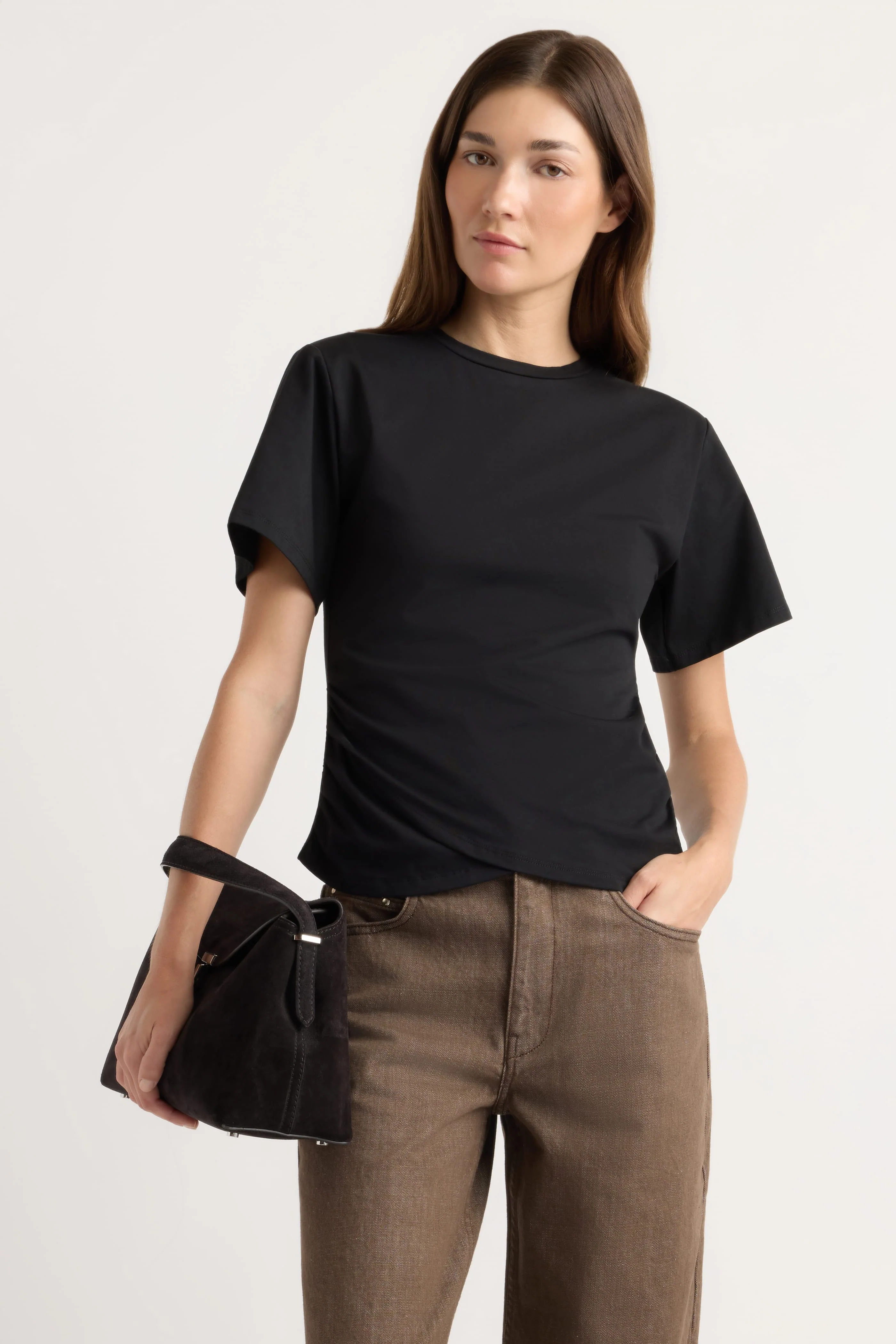 Janette Front-Wrap Jersey Tee - Image 4