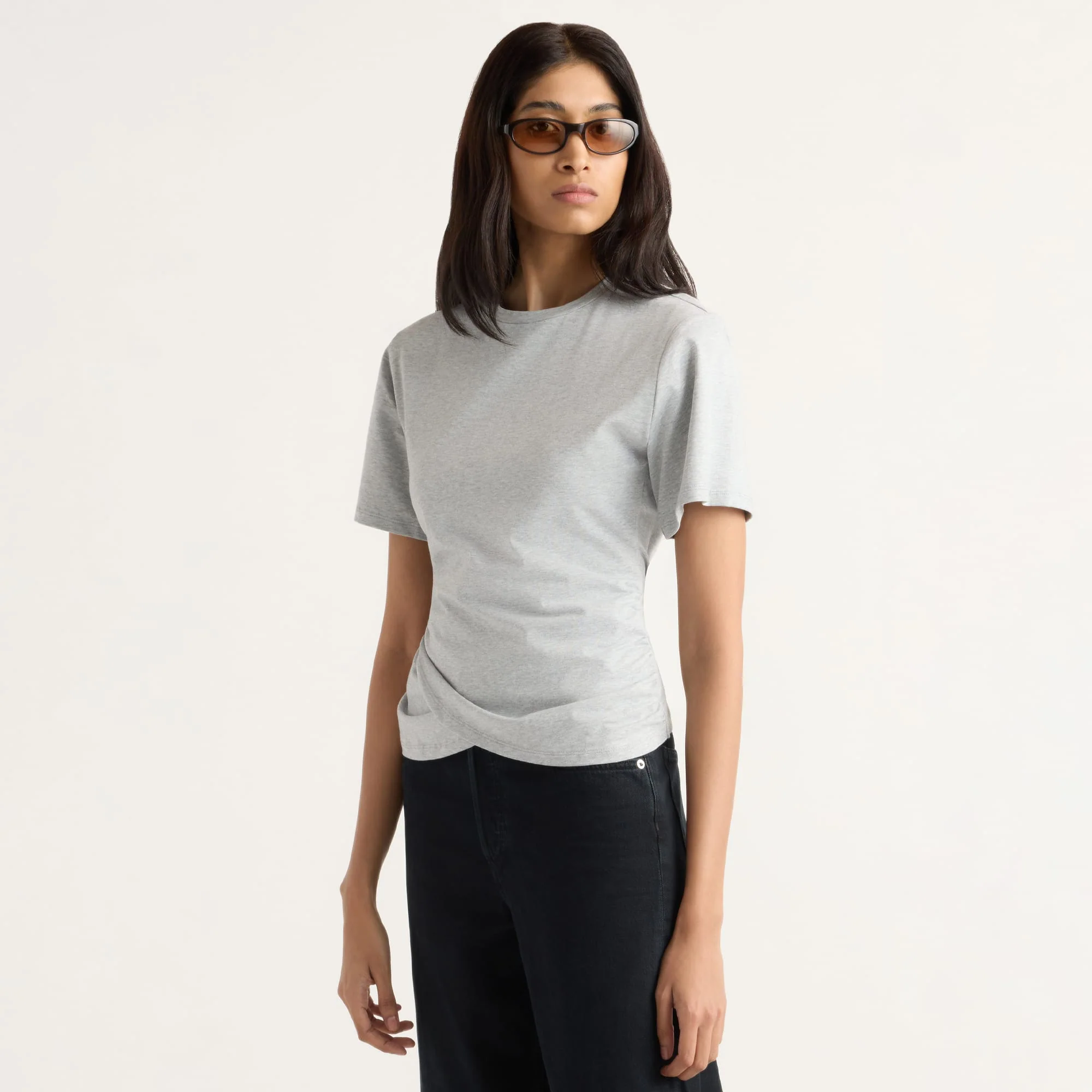 Janette Front-Wrap Jersey Tee
