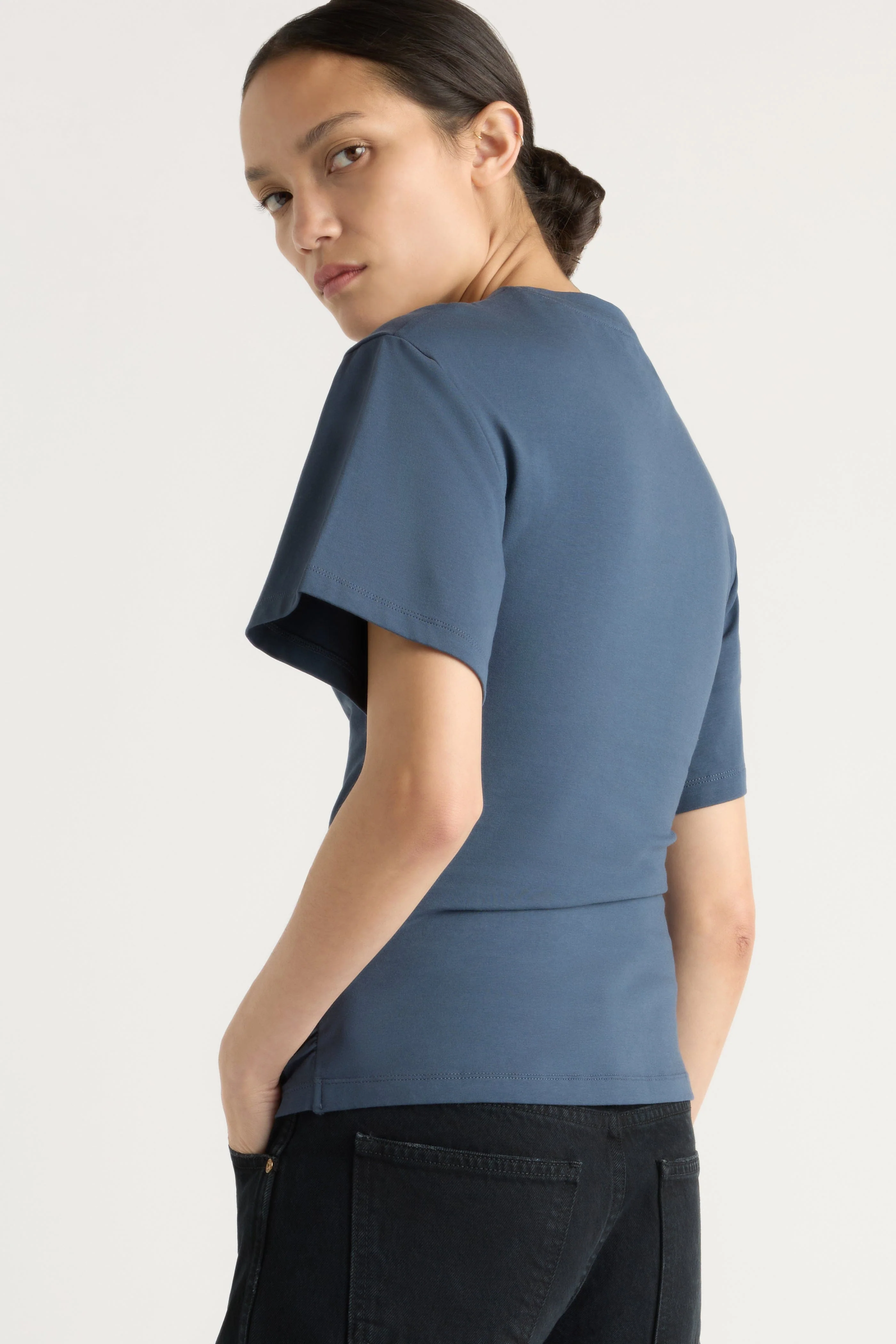 Janette Front-Wrap Jersey Tee - Image 8
