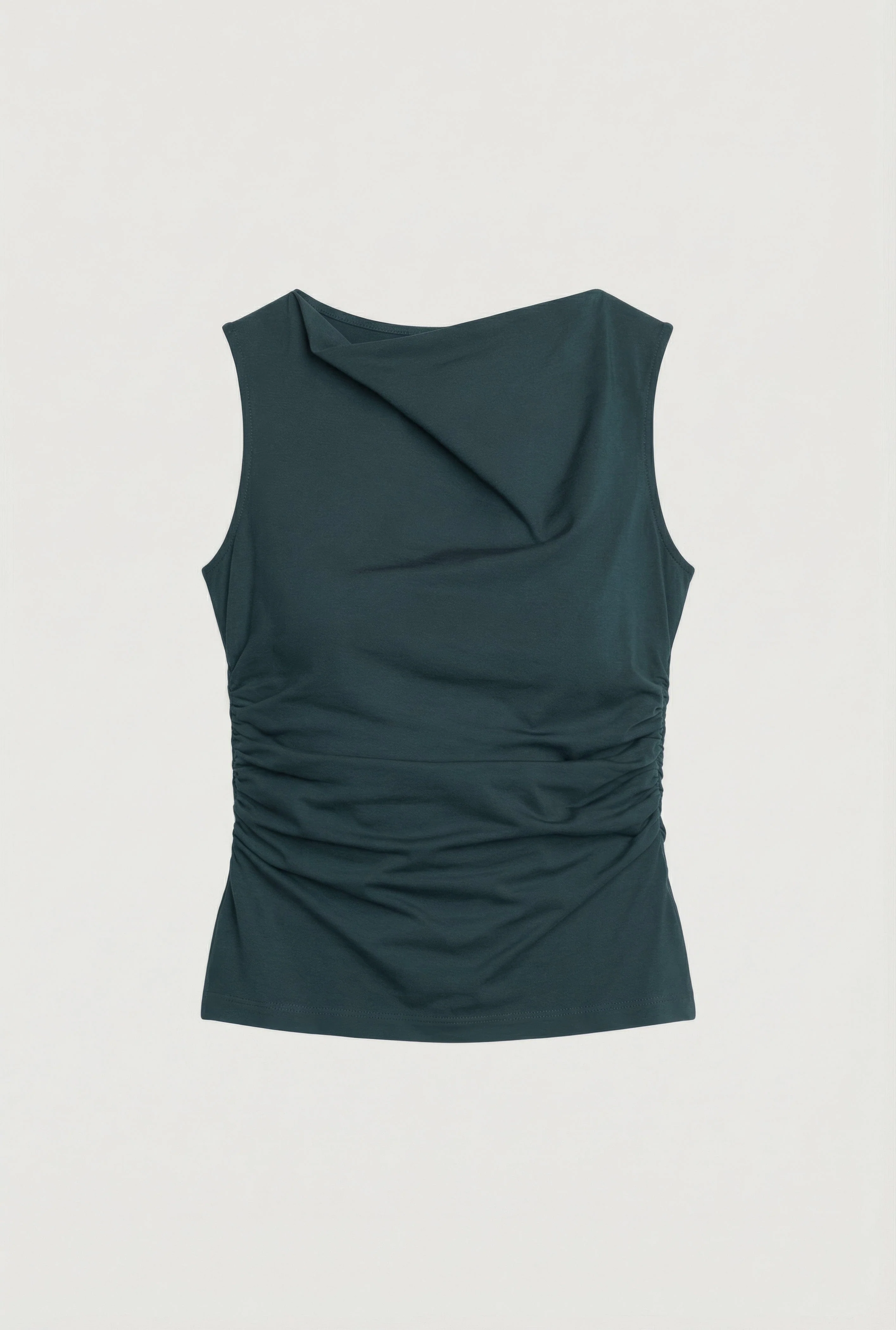 Josie Shirred-Side Cowl-Neck Tee - Image 6