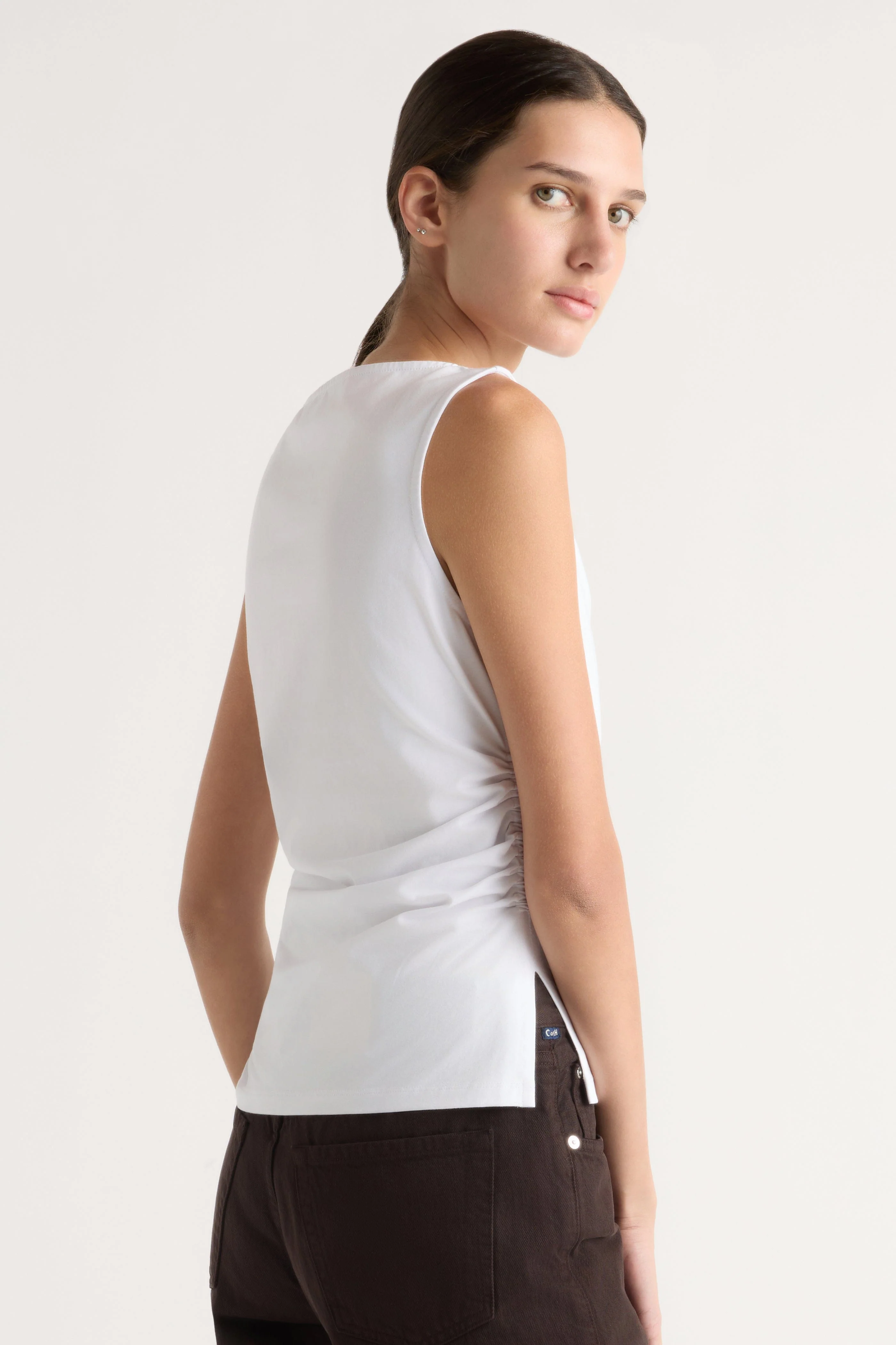 Josie Shirred-Side Cowl-Neck Tee - Image 6