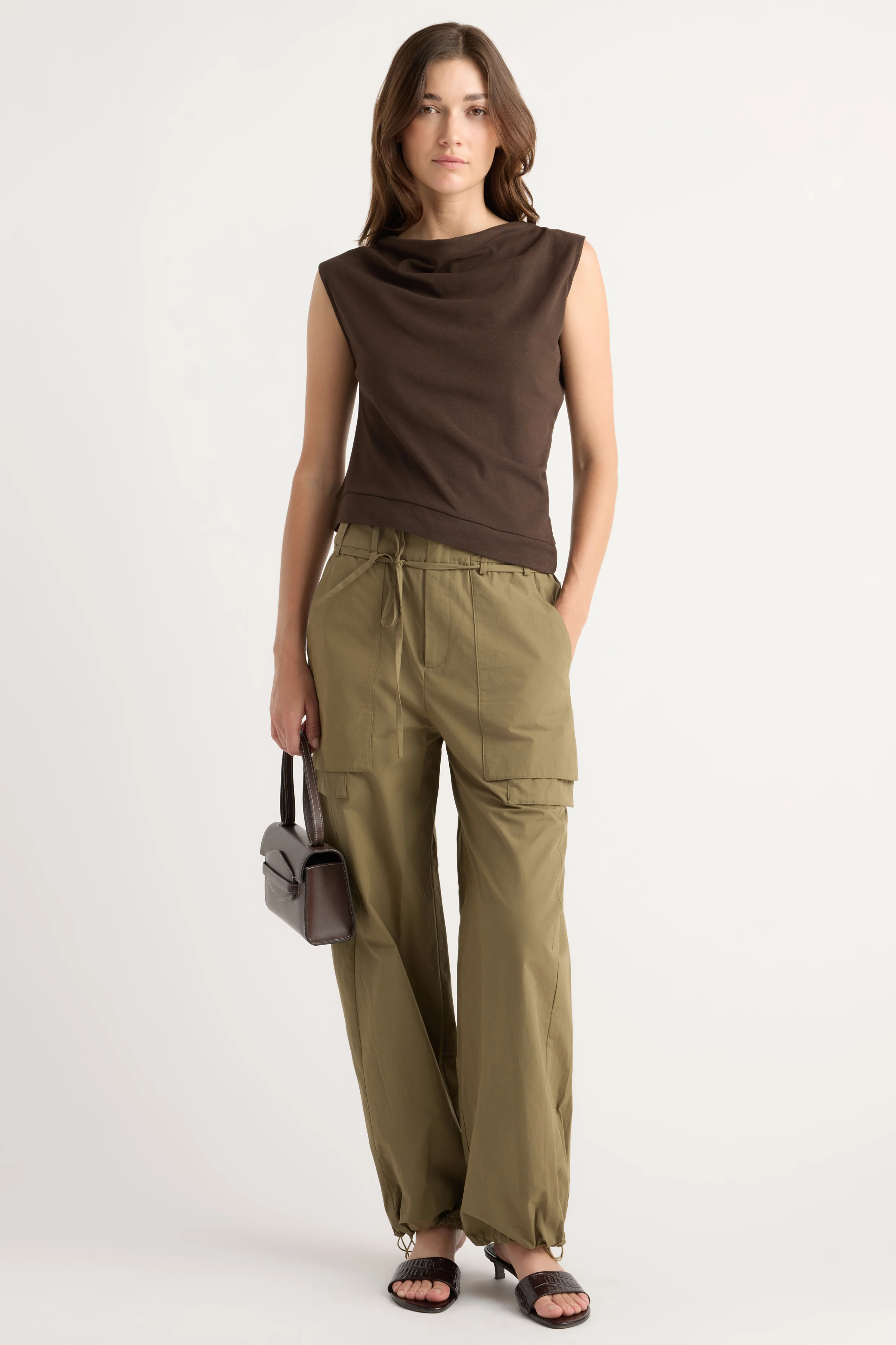 Joss Cotton-Linen Draped Tee - Image 3