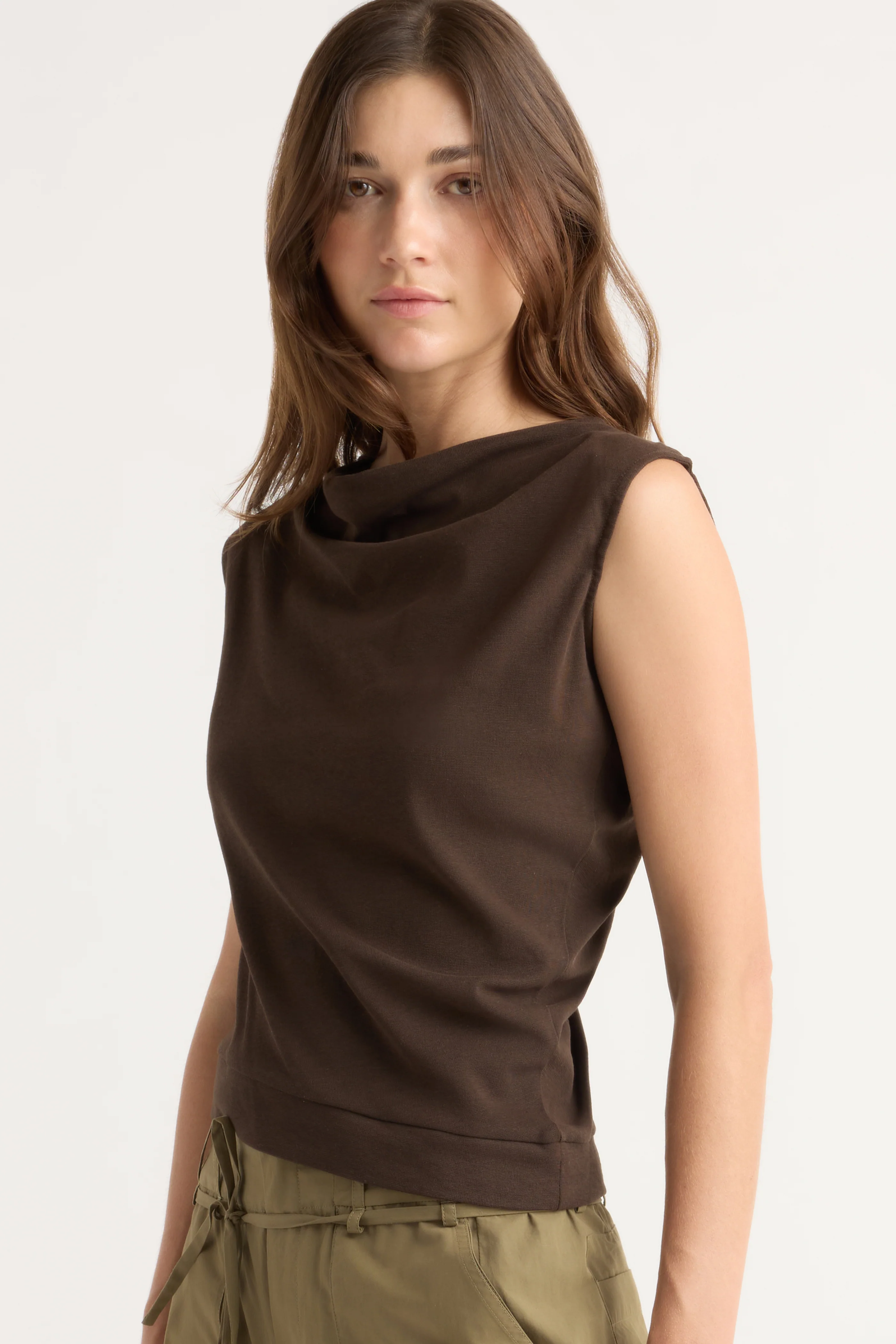 Joss Cotton-Linen Draped Tee - Image 4