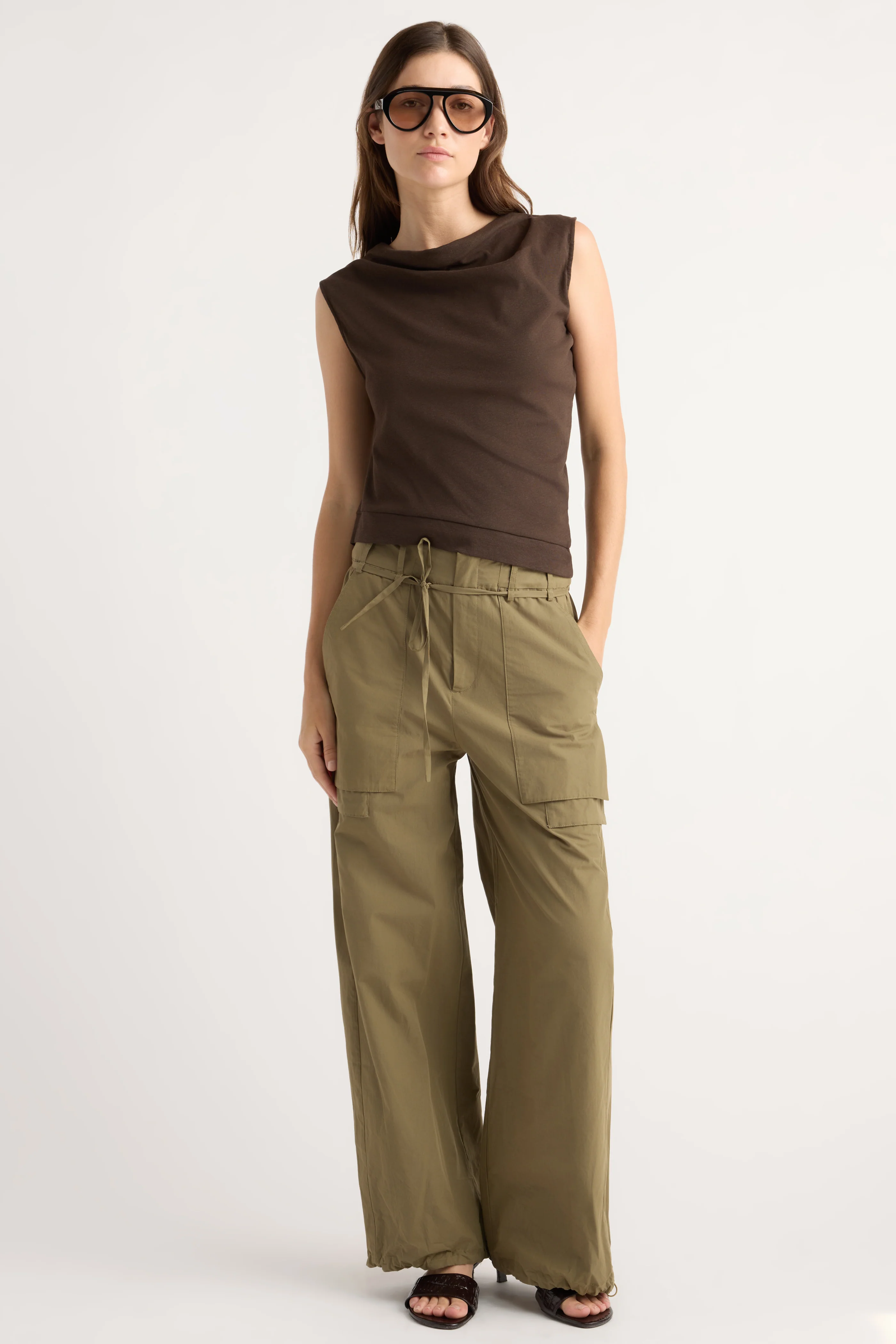 Joss Cotton-Linen Draped Tee - Image 5