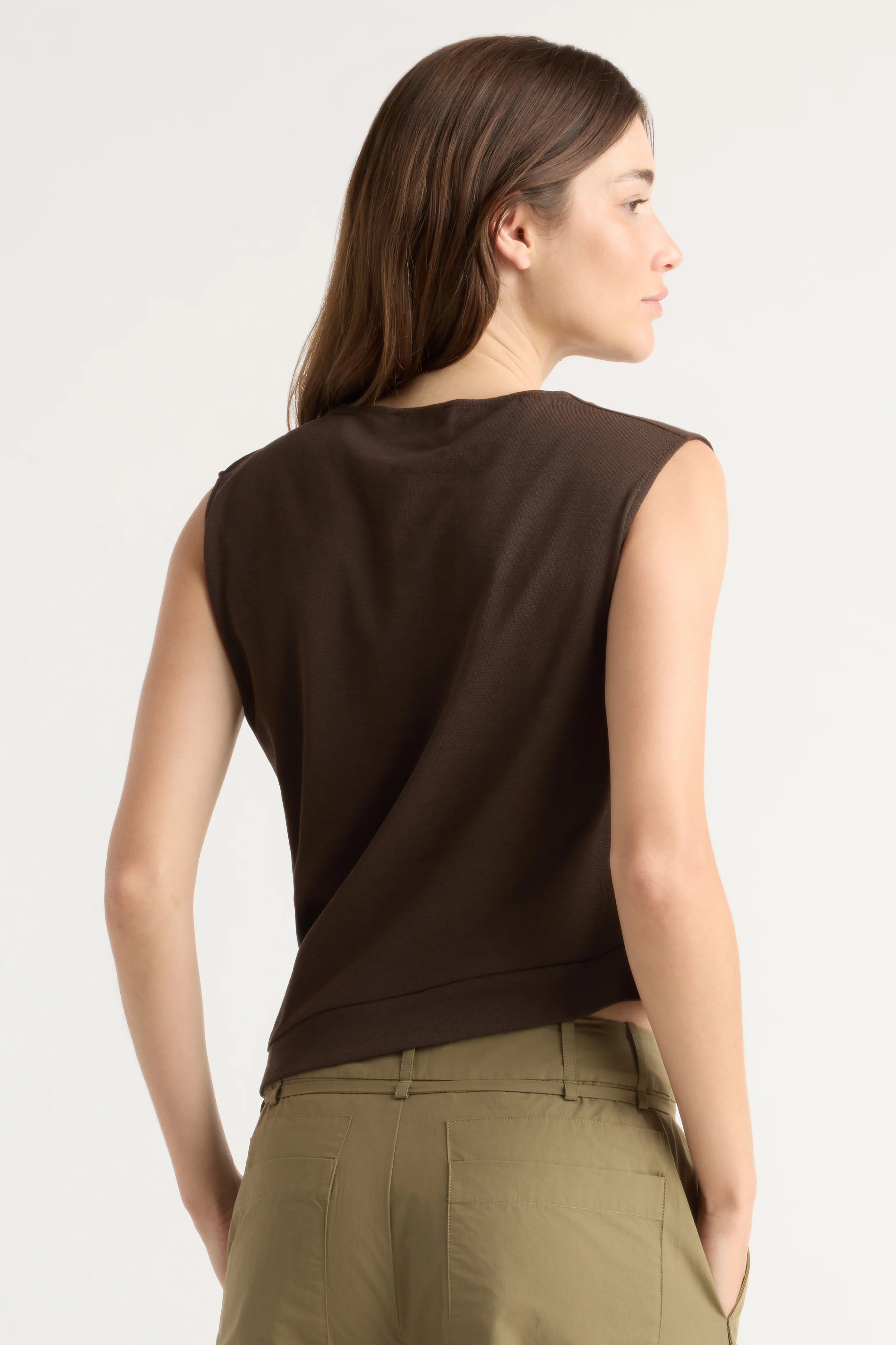 Joss Cotton-Linen Draped Tee - Image 7