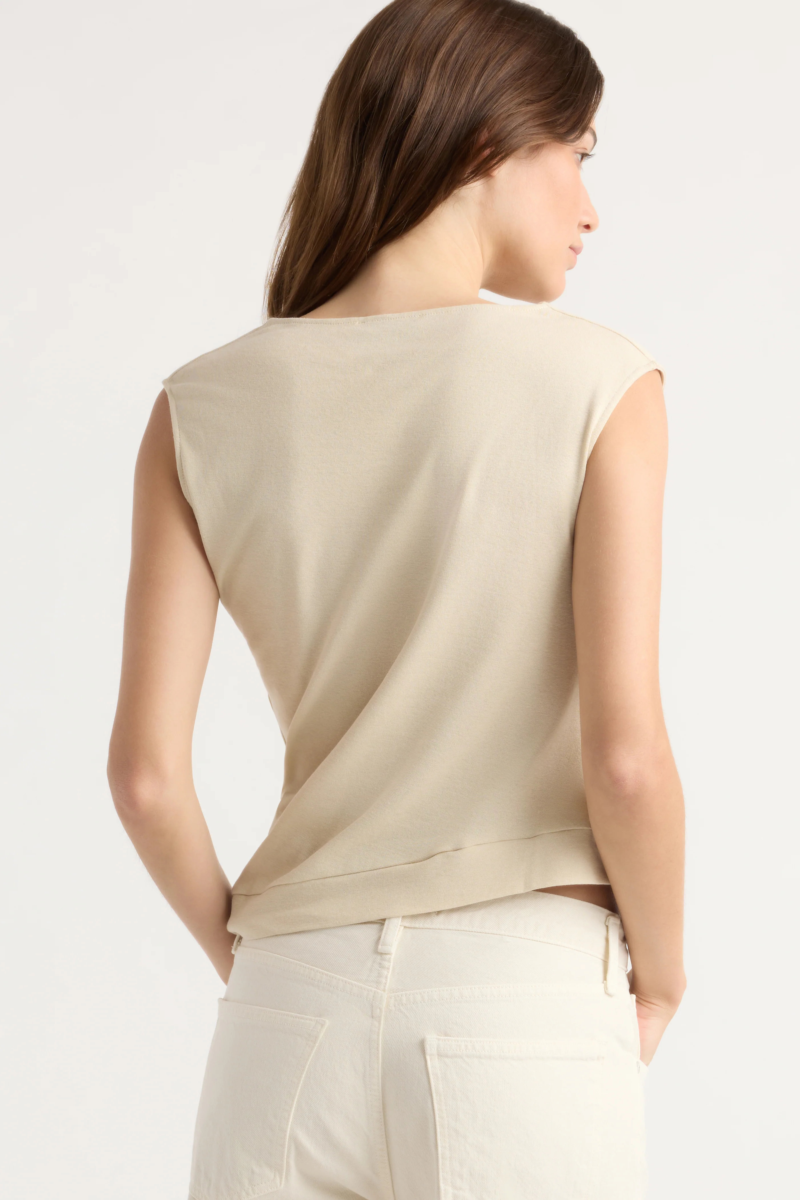 Joss Cotton-Linen Draped Tee - Image 6