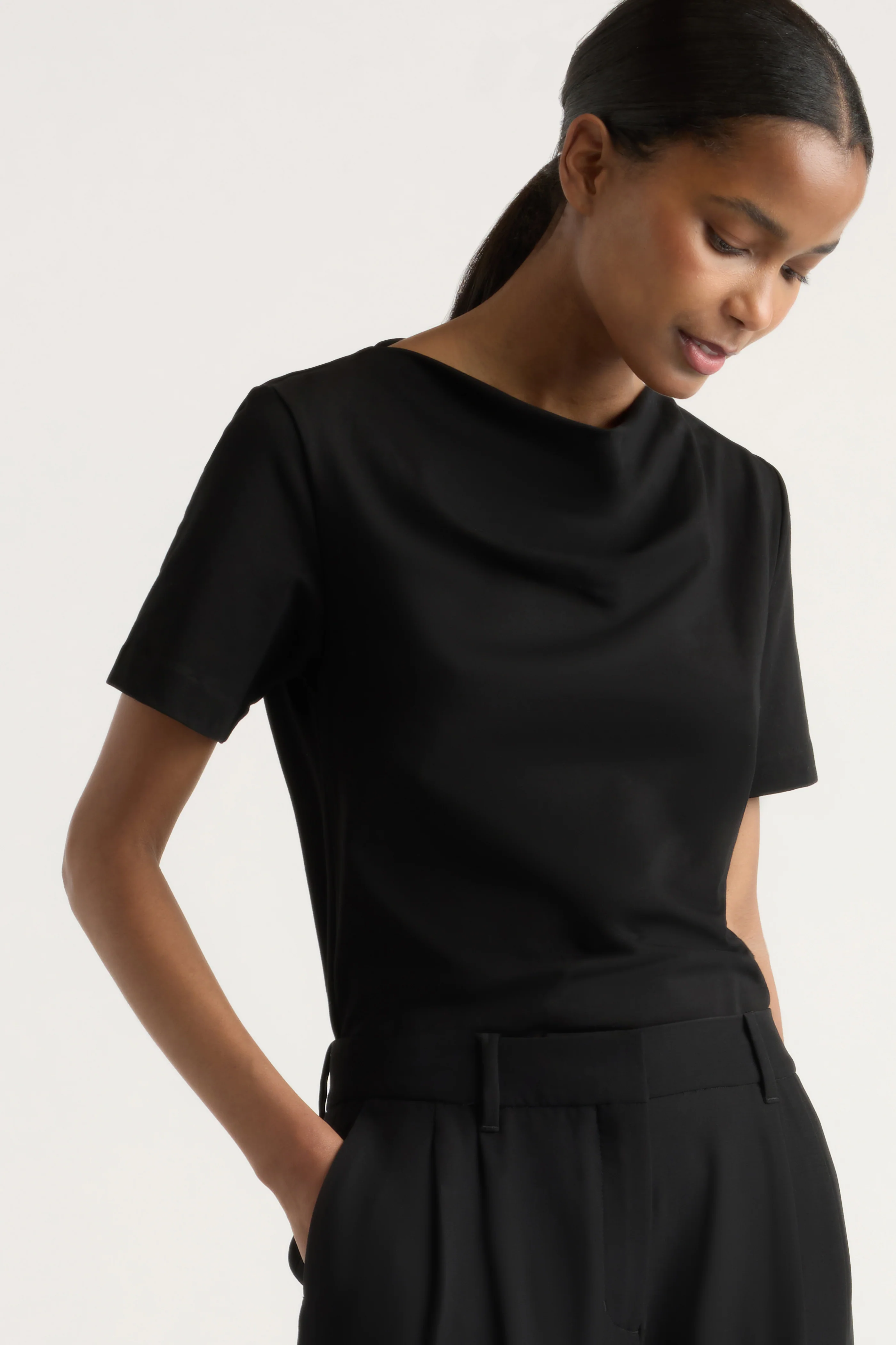 Kendra Organic Cotton Cowl-Neck Tee - Image 4