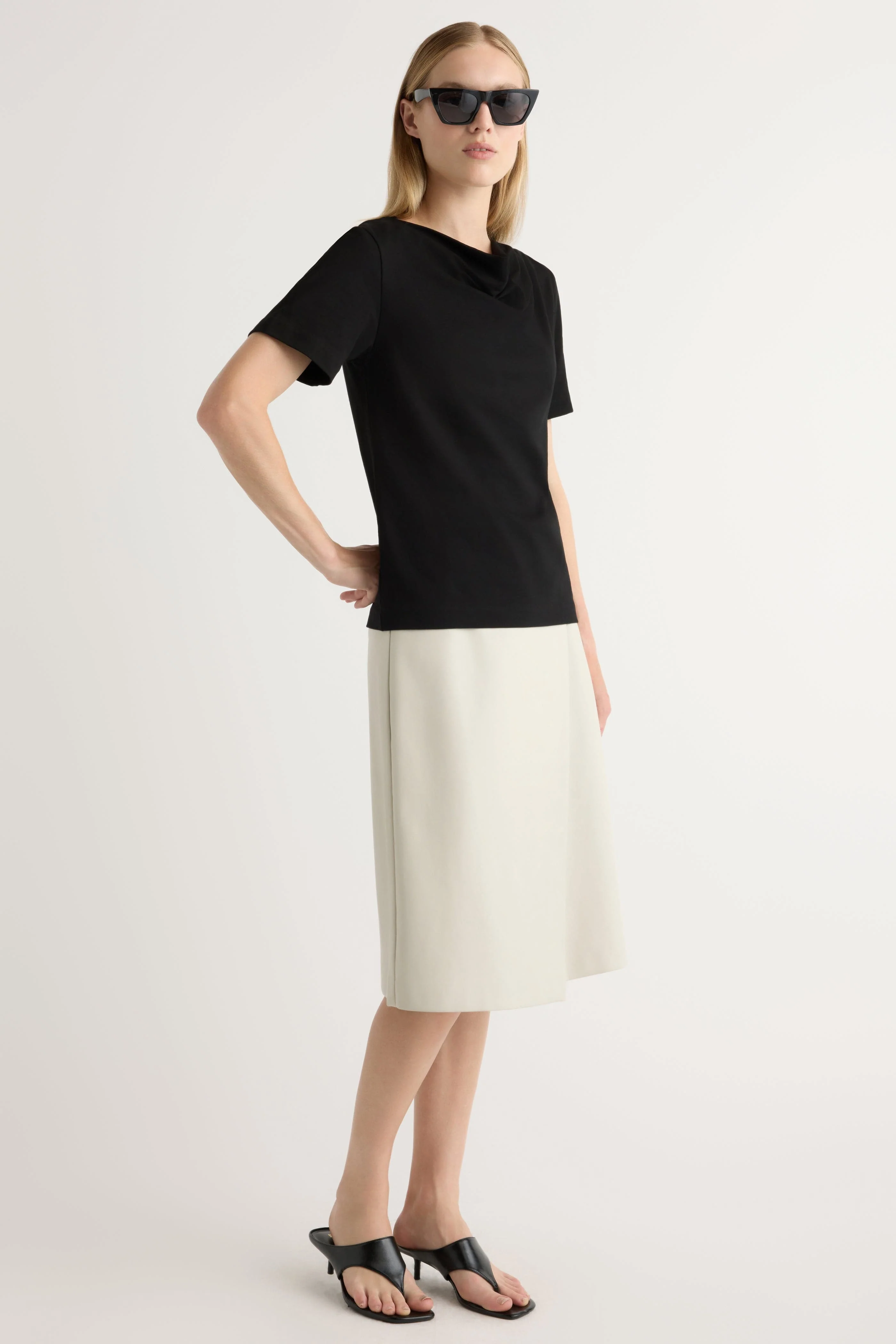 Kendra Organic Cotton Cowl-Neck Tee - Image 7