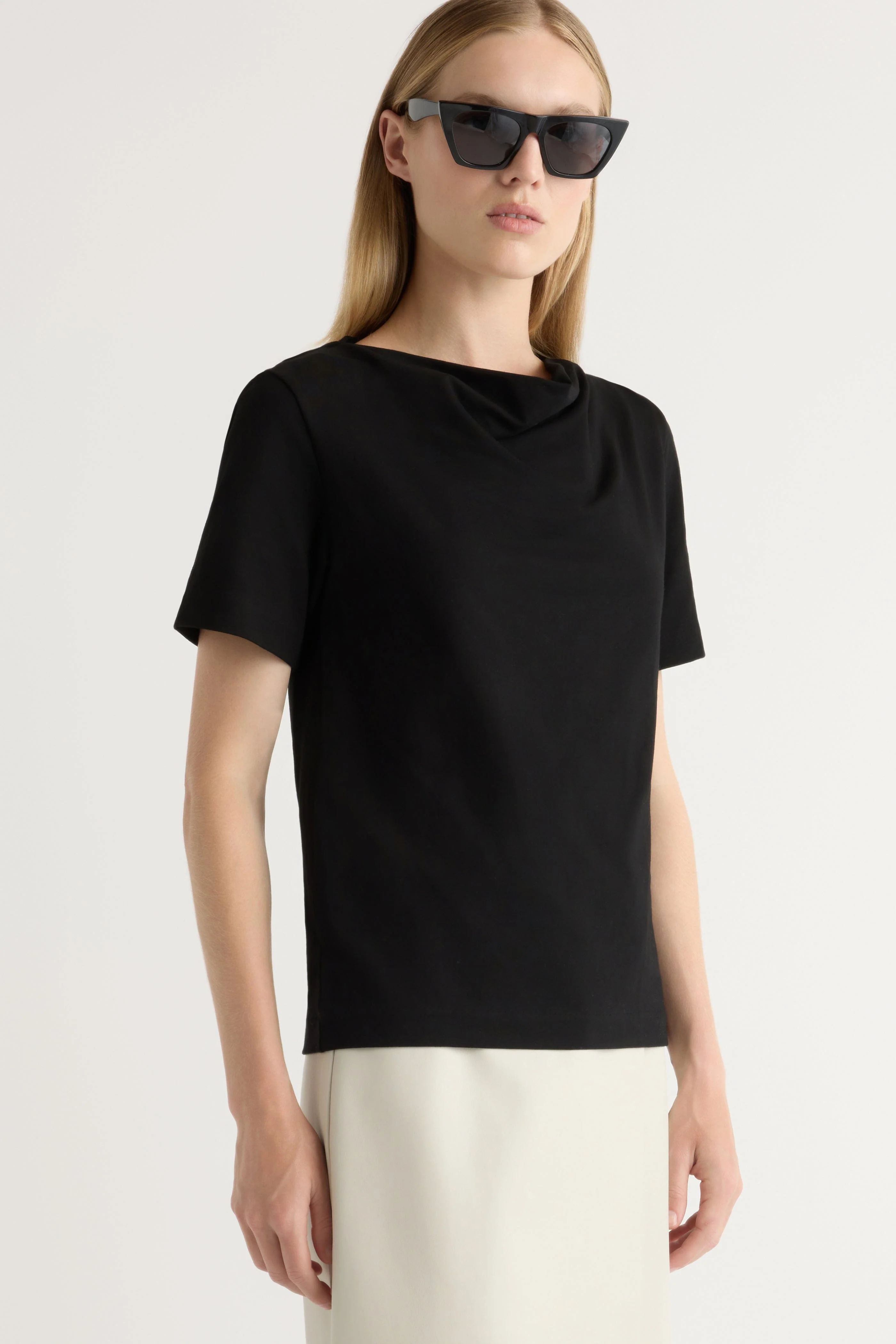 Kendra Organic Cotton Cowl-Neck Tee - Image 9