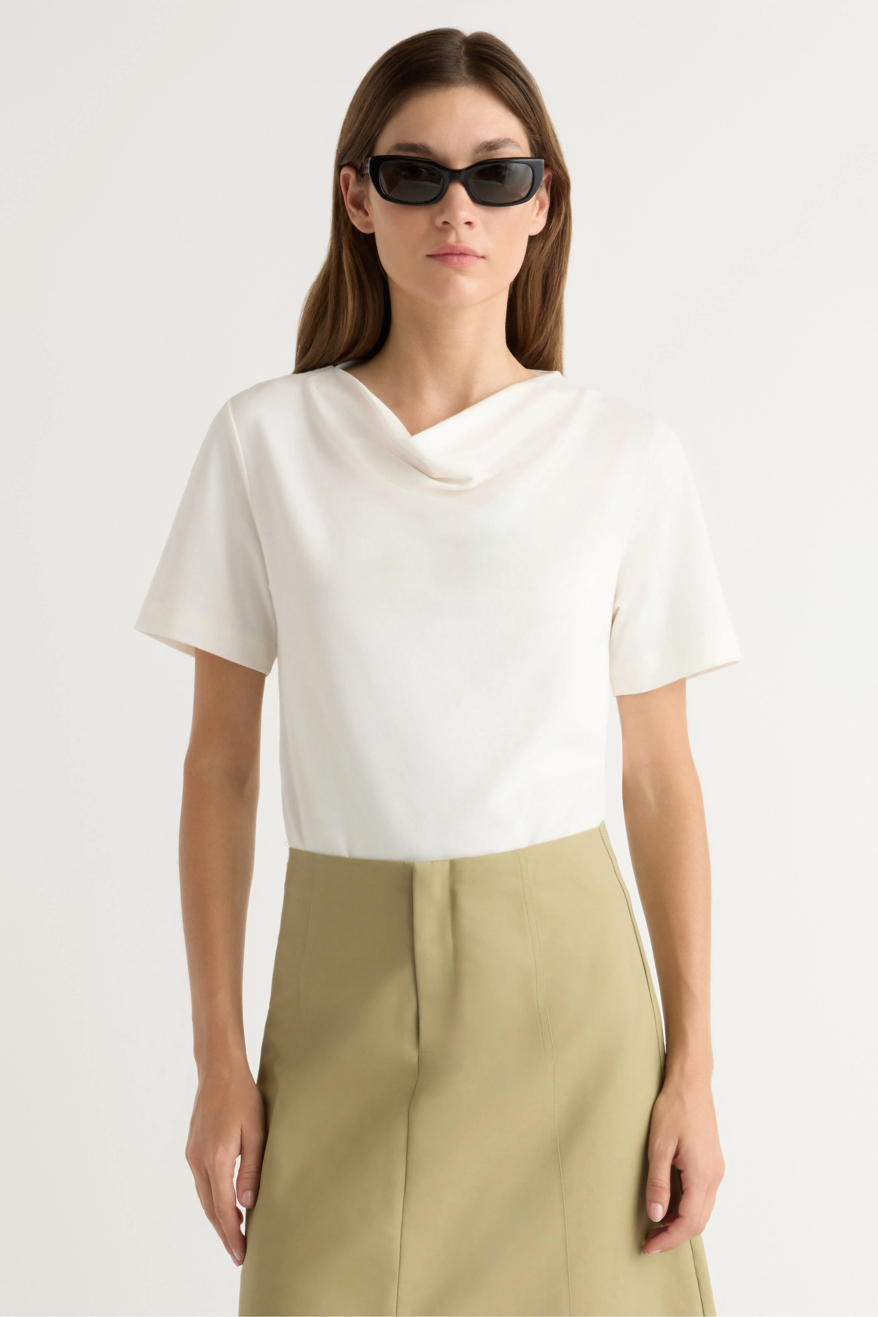 Kendra Organic Cotton Cowl-Neck Tee - Image 5