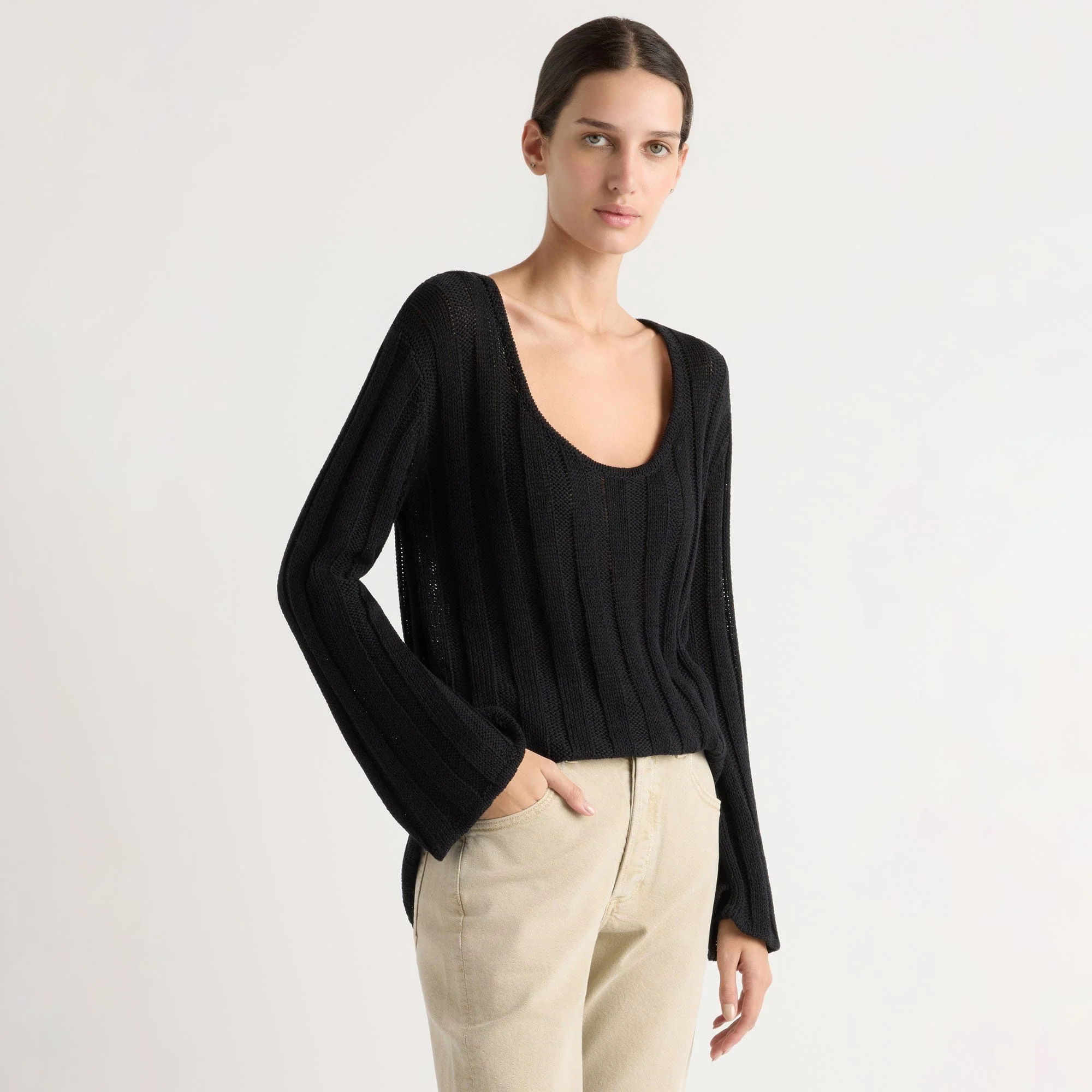 Leah Ribbed Scoop-Neck Sweater