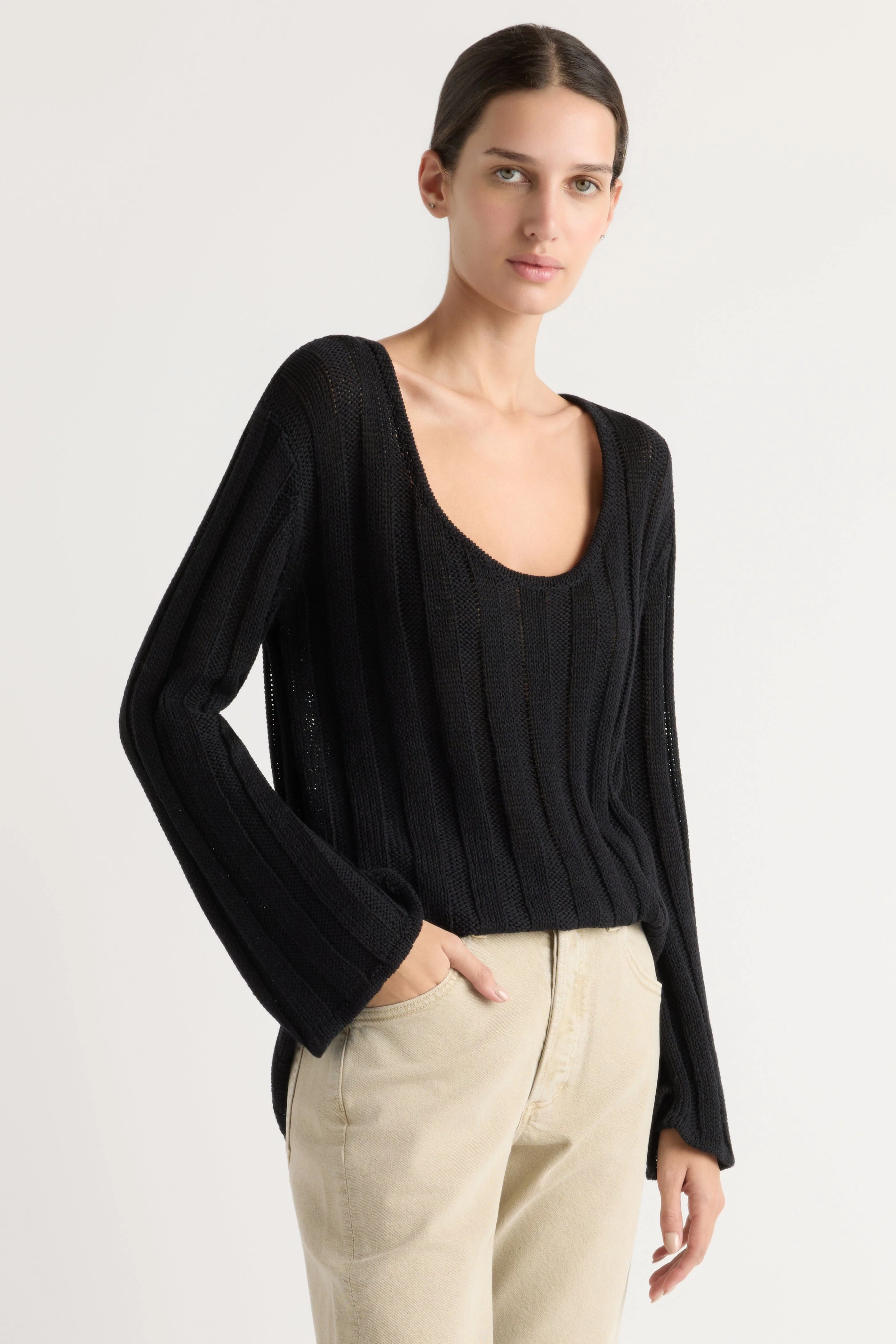 Leah Ribbed Scoop-Neck Sweater - Image 2
