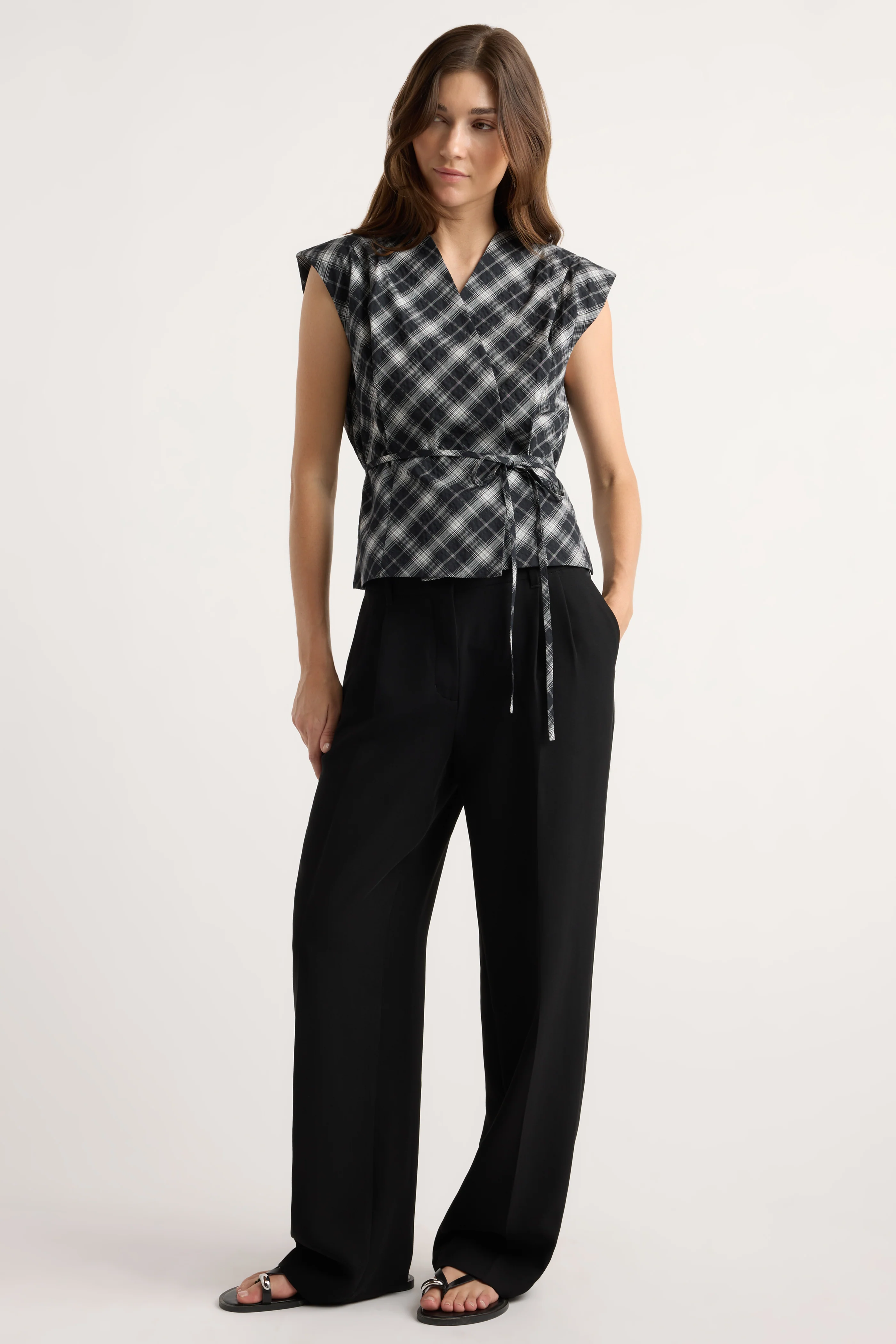 Lenore Plaid Tie-Wrap Vest - Image 5