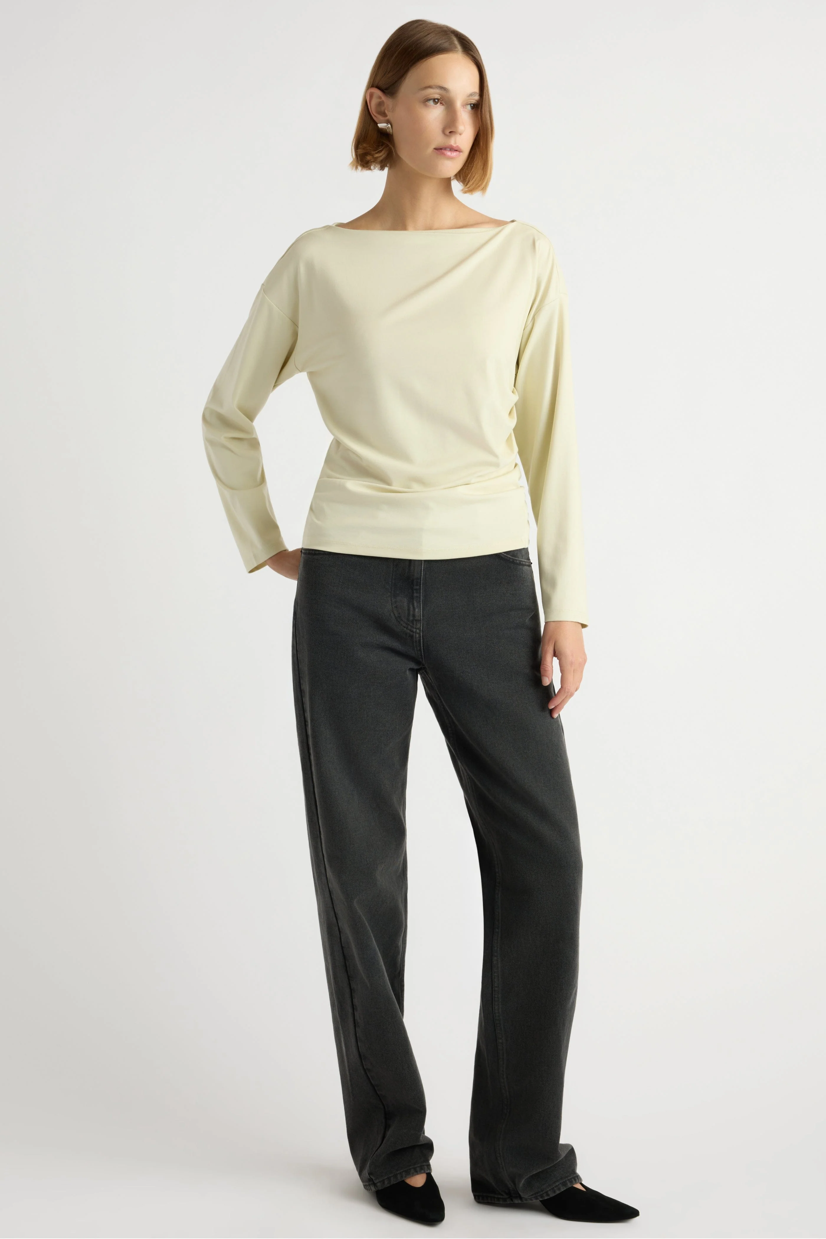 Letha Twisted-Hem Slit-Neck Tee - Image 5
