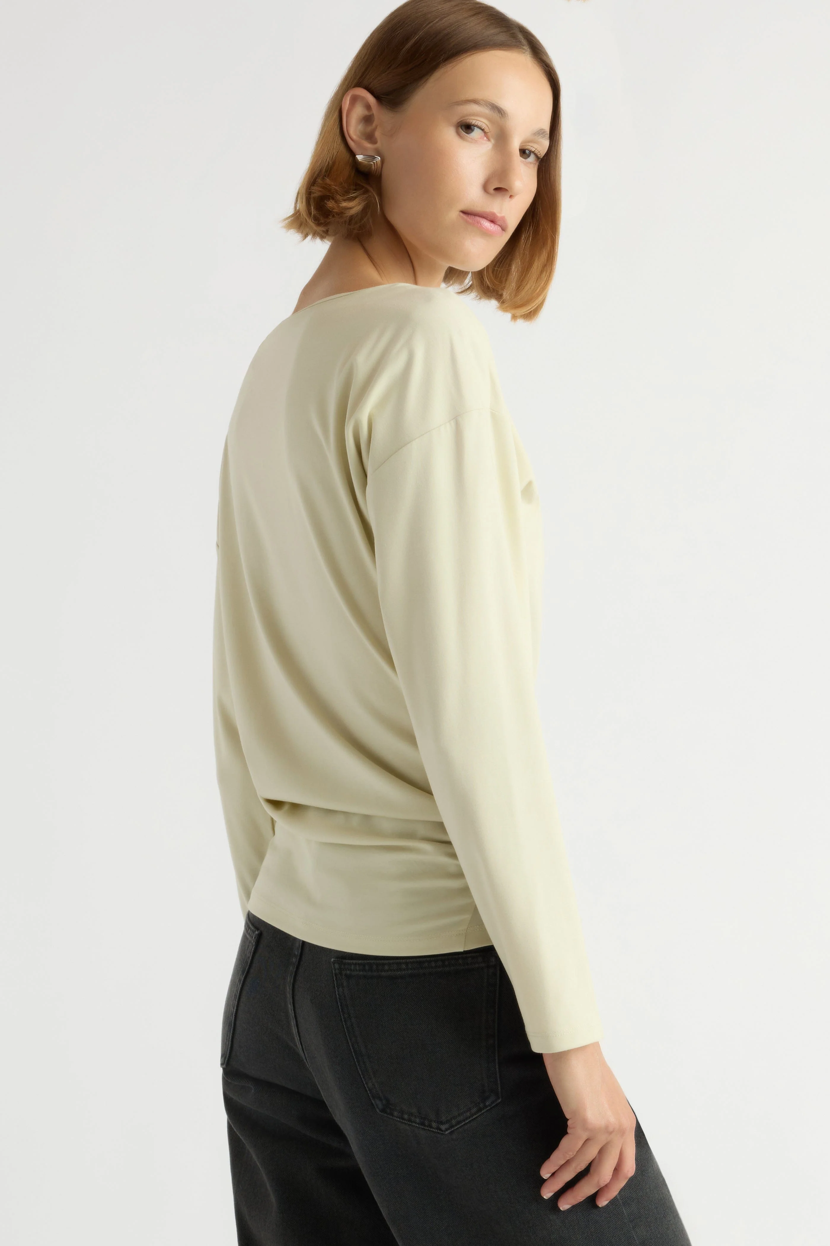 Letha Twisted-Hem Slit-Neck Tee - Image 7