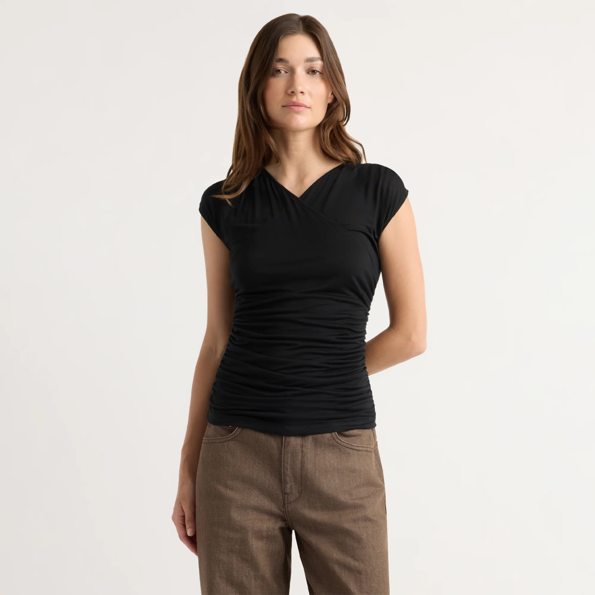 Lila Tencel Wrap-Neck Tee