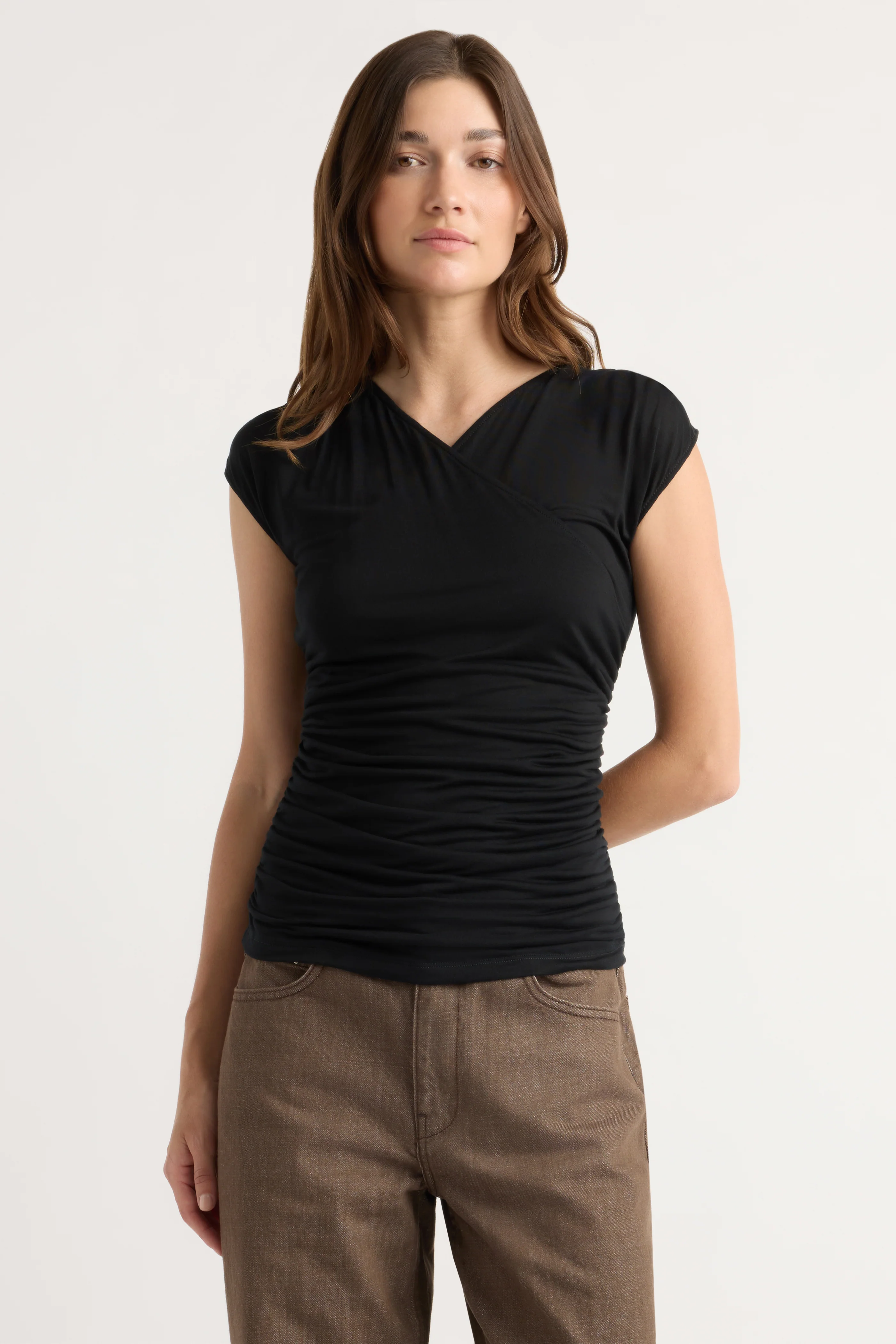 Lila Tencel Wrap-Neck Tee - Image 2