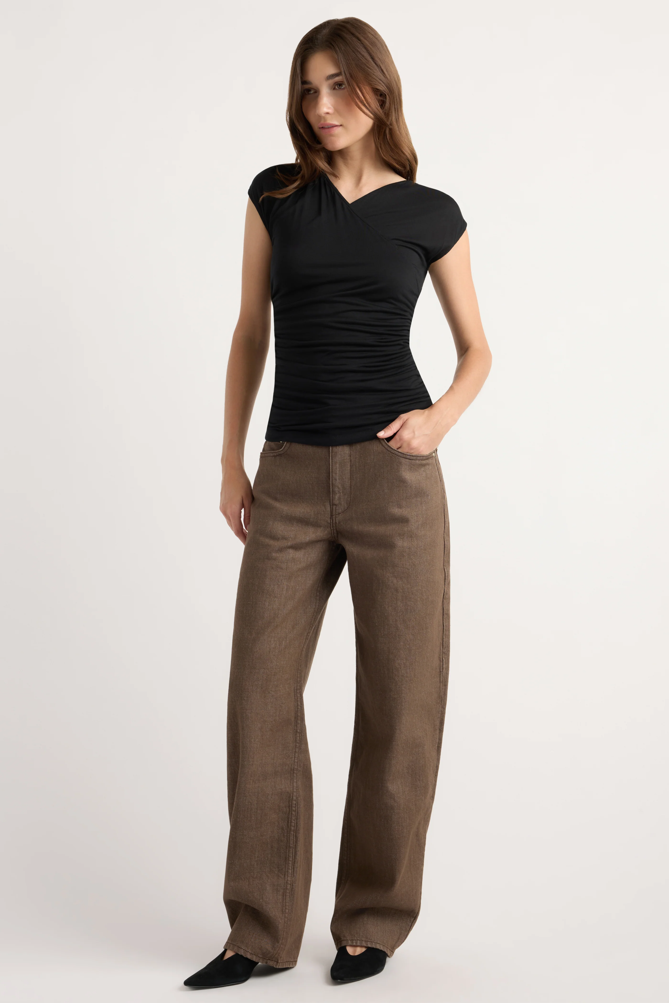 Lila Tencel Wrap-Neck Tee - Image 3