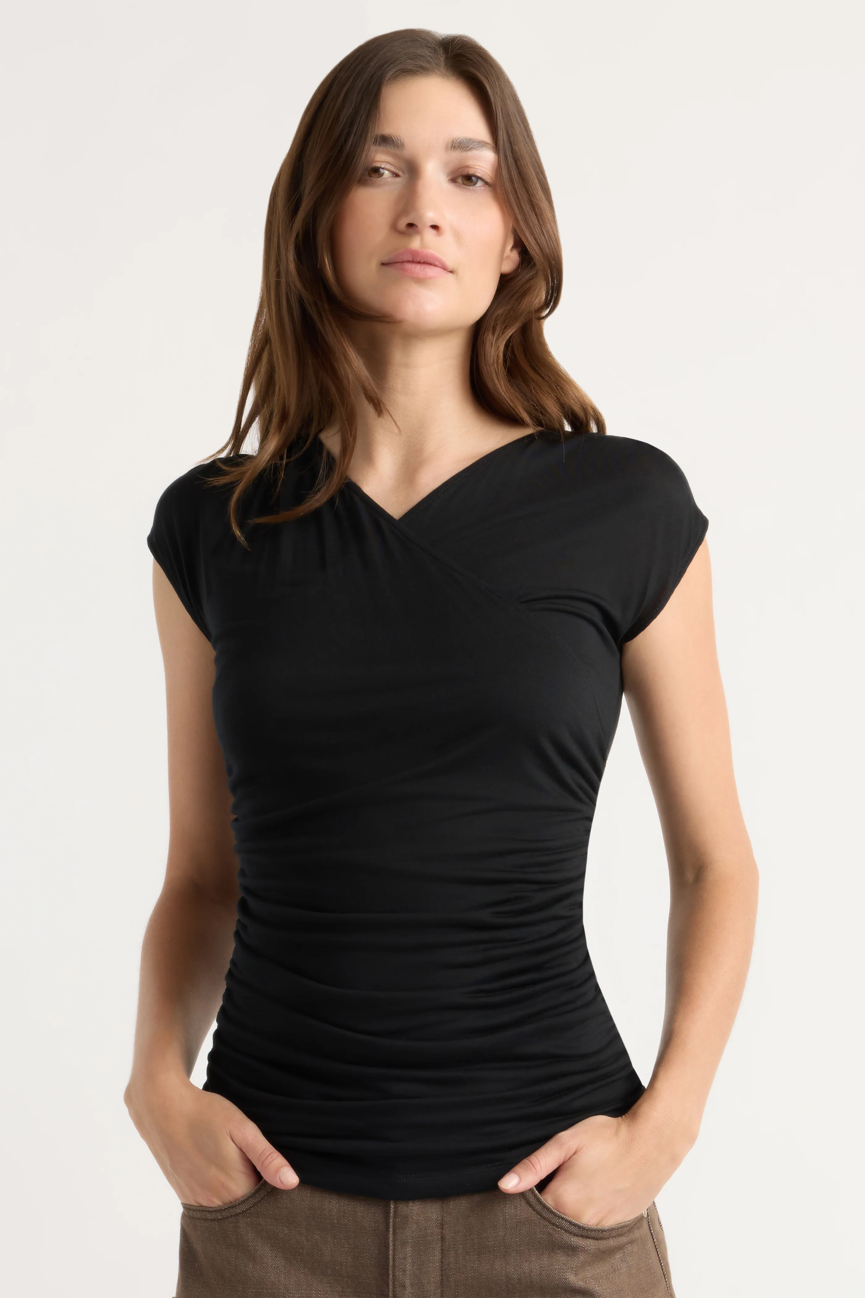 Lila Tencel Wrap-Neck Tee - Image 4