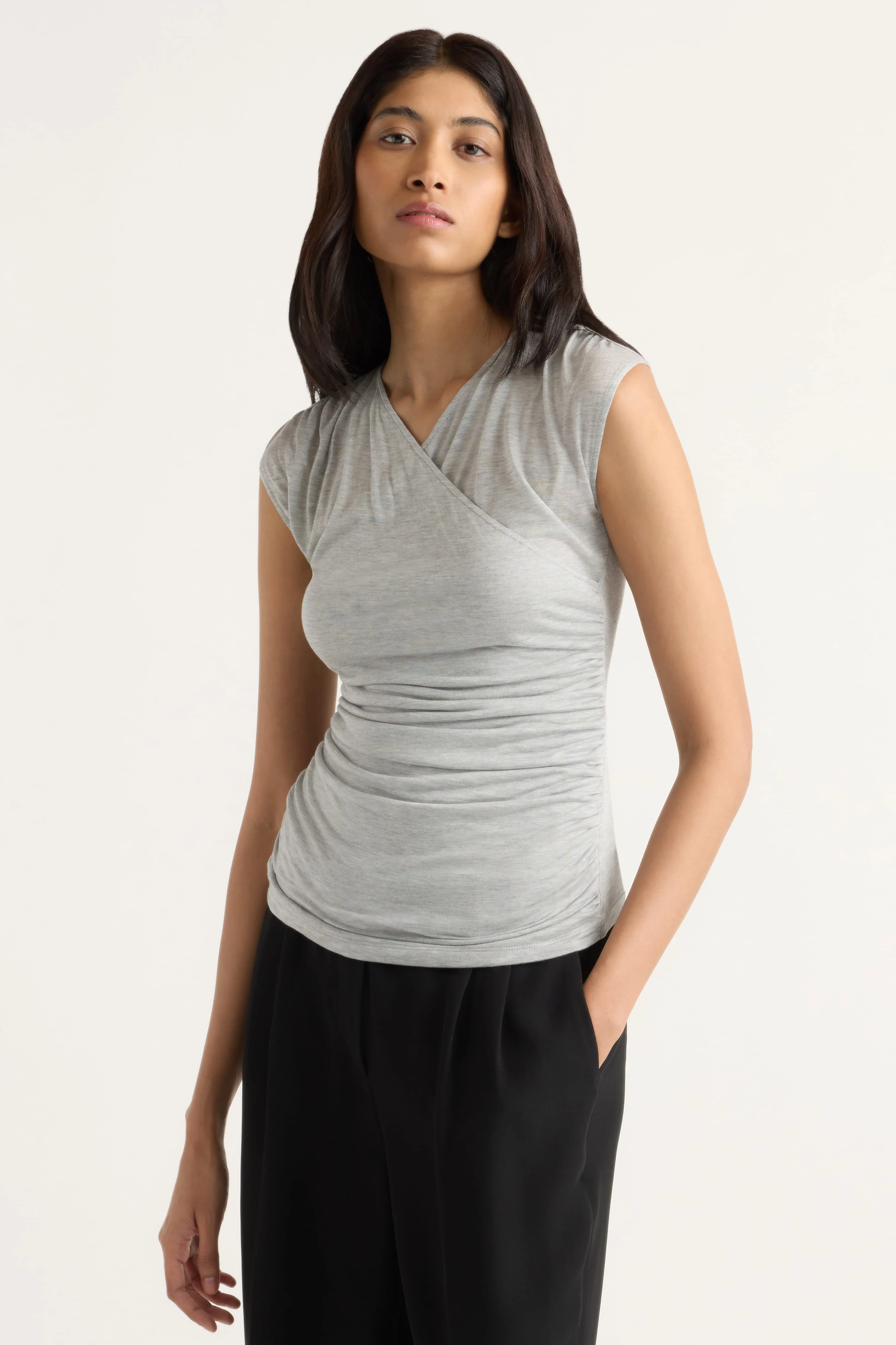 Lila Tencel Wrap-Neck Tee - Image 4