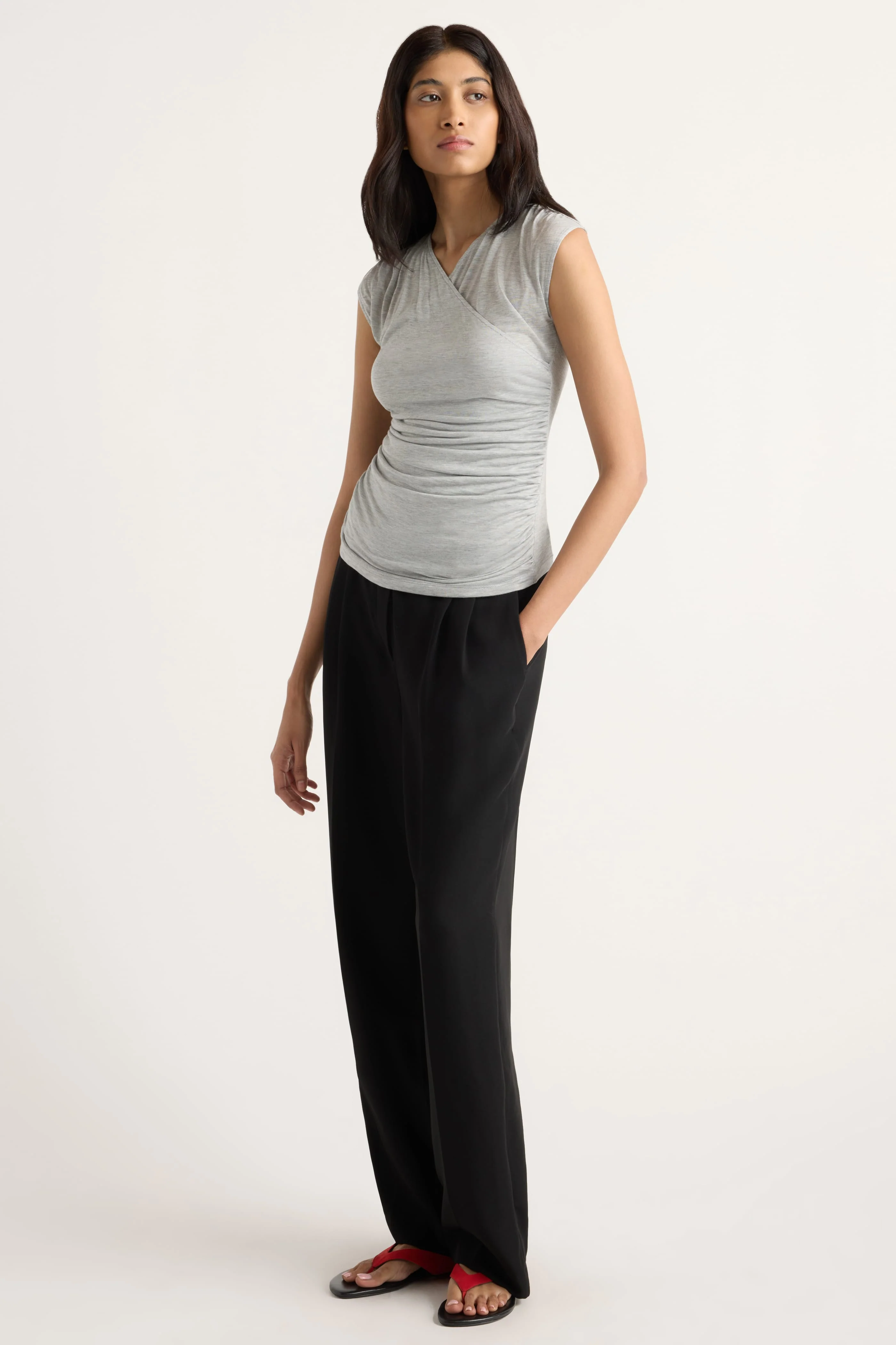 Lila Tencel Wrap-Neck Tee - Image 7