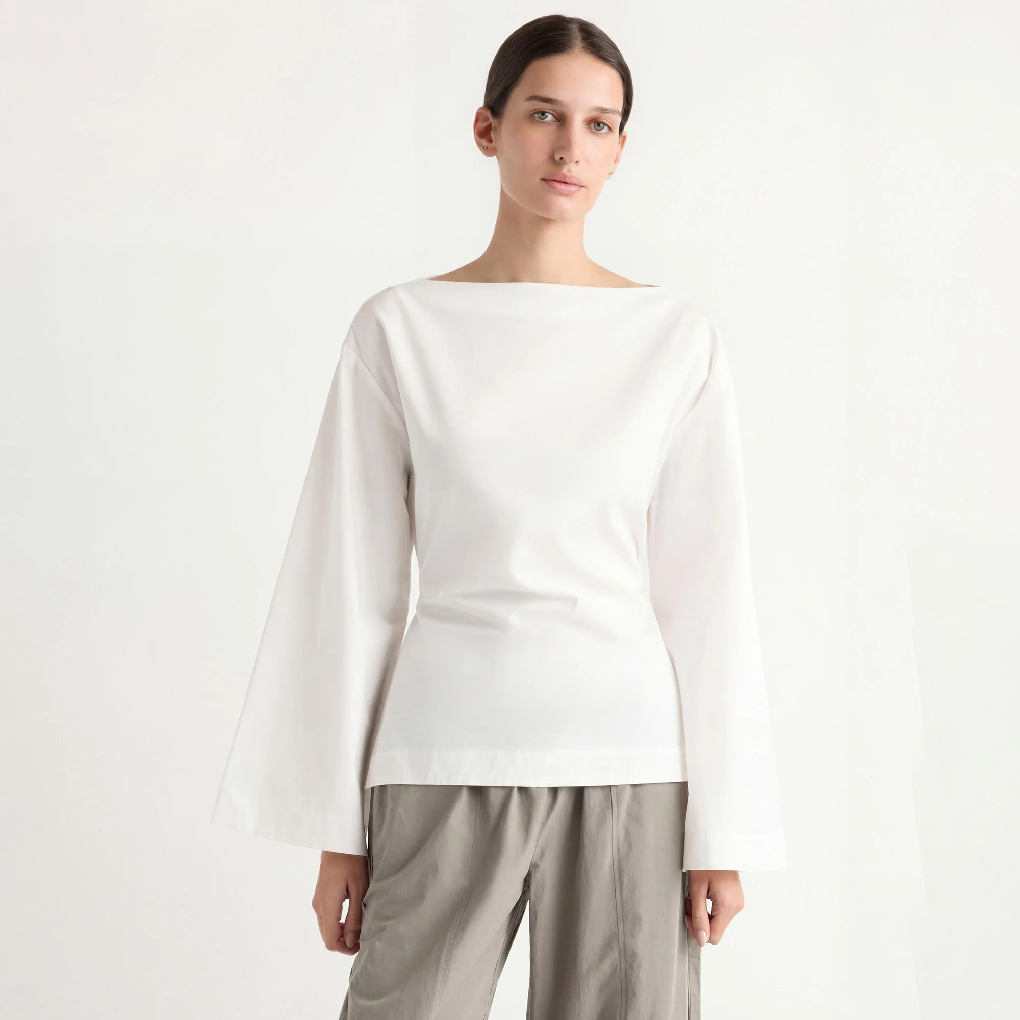 Lilian Sculpted Flare-Sleeve Blouse