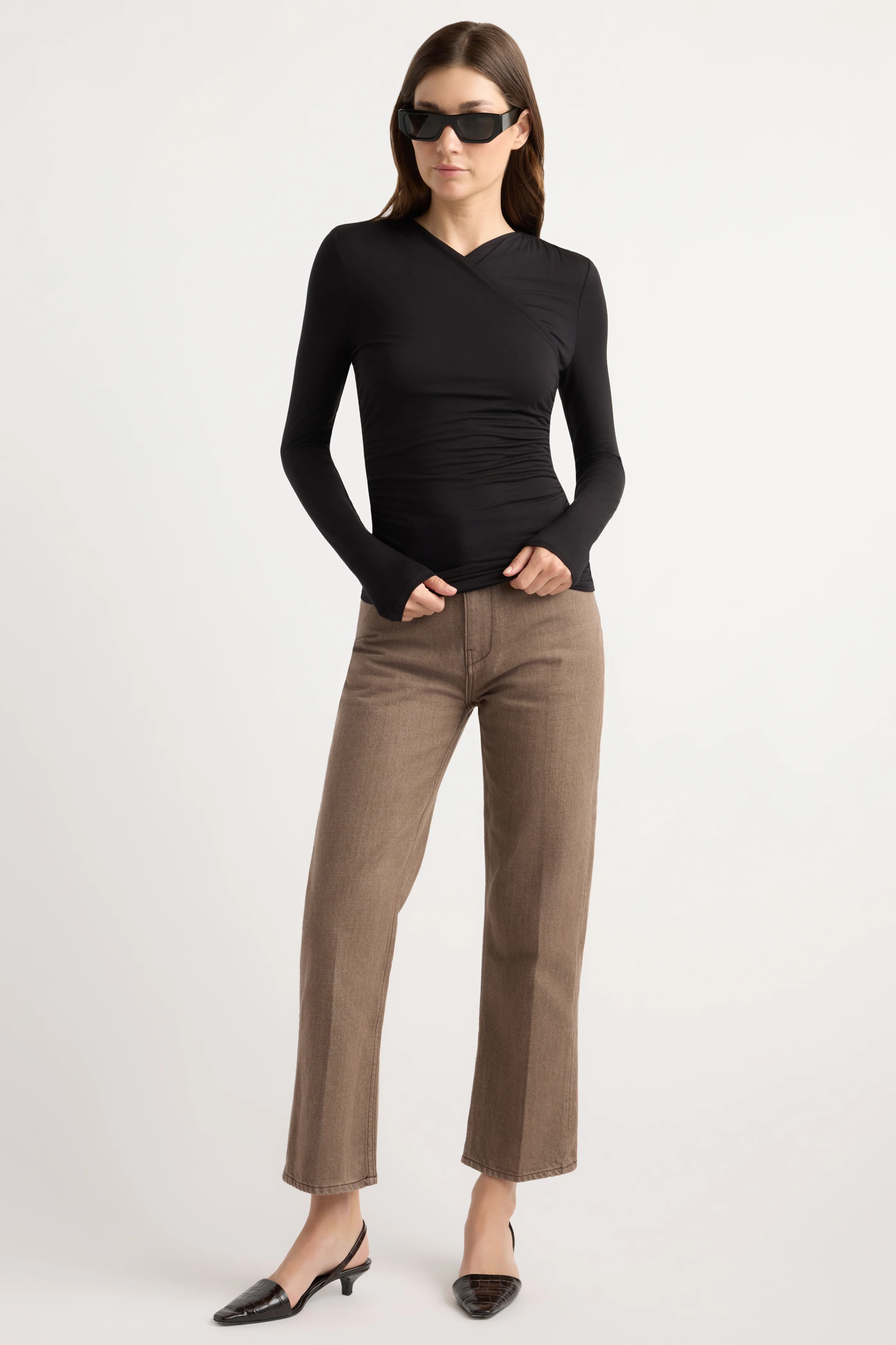 Lilou Wrap-Neck Long-Sleeve Tee - Image 3