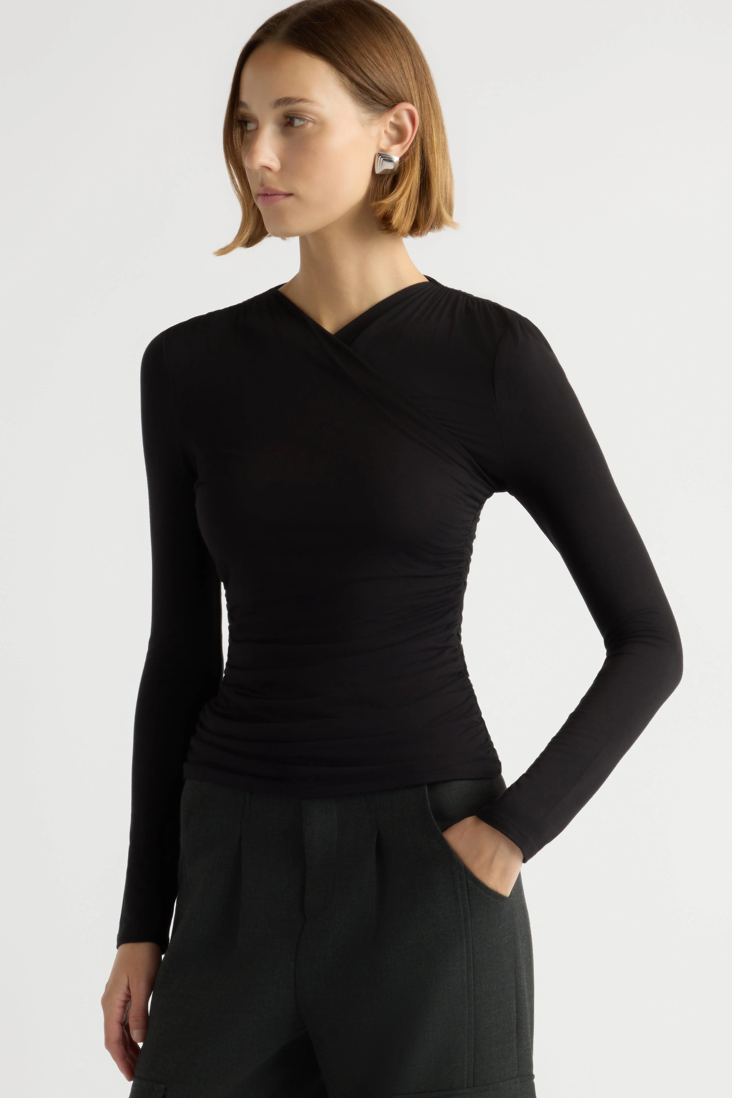 Lilou Wrap-Neck Long-Sleeve Tee - Image 7