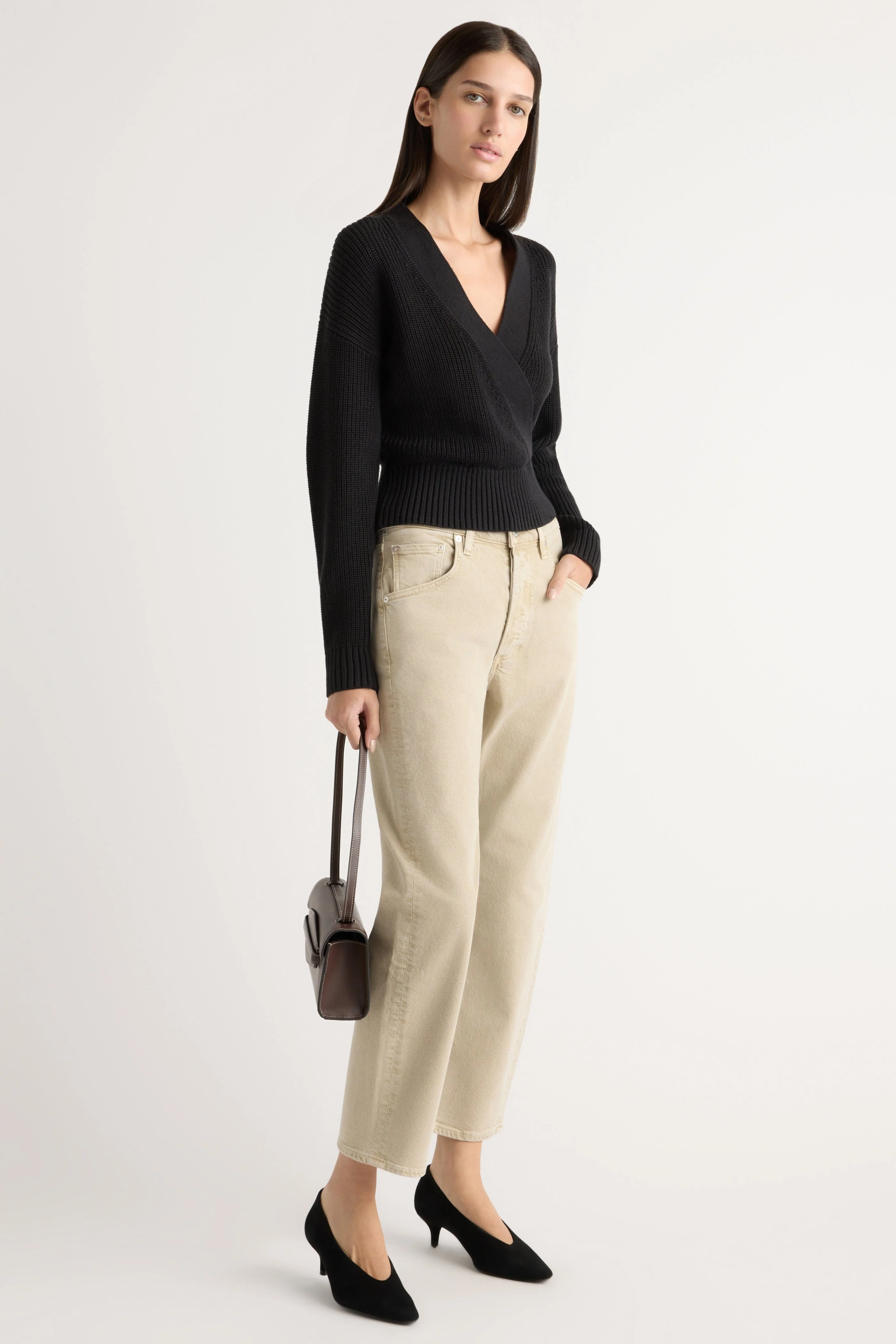 Maren Cropped V-Neck Sweater - Image 3