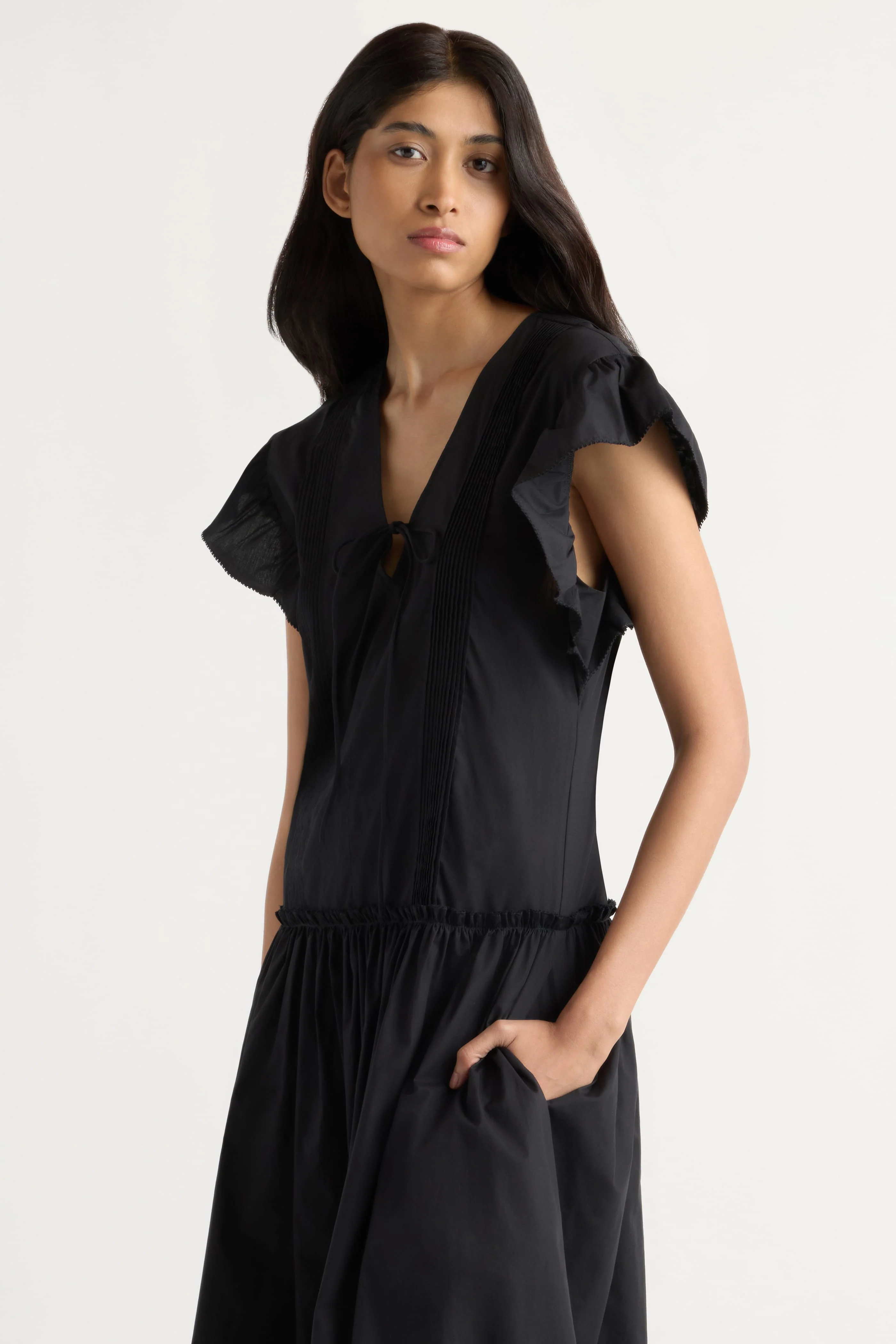 Margaux Ruffle-Sleeve Pleated Dress - Image 3