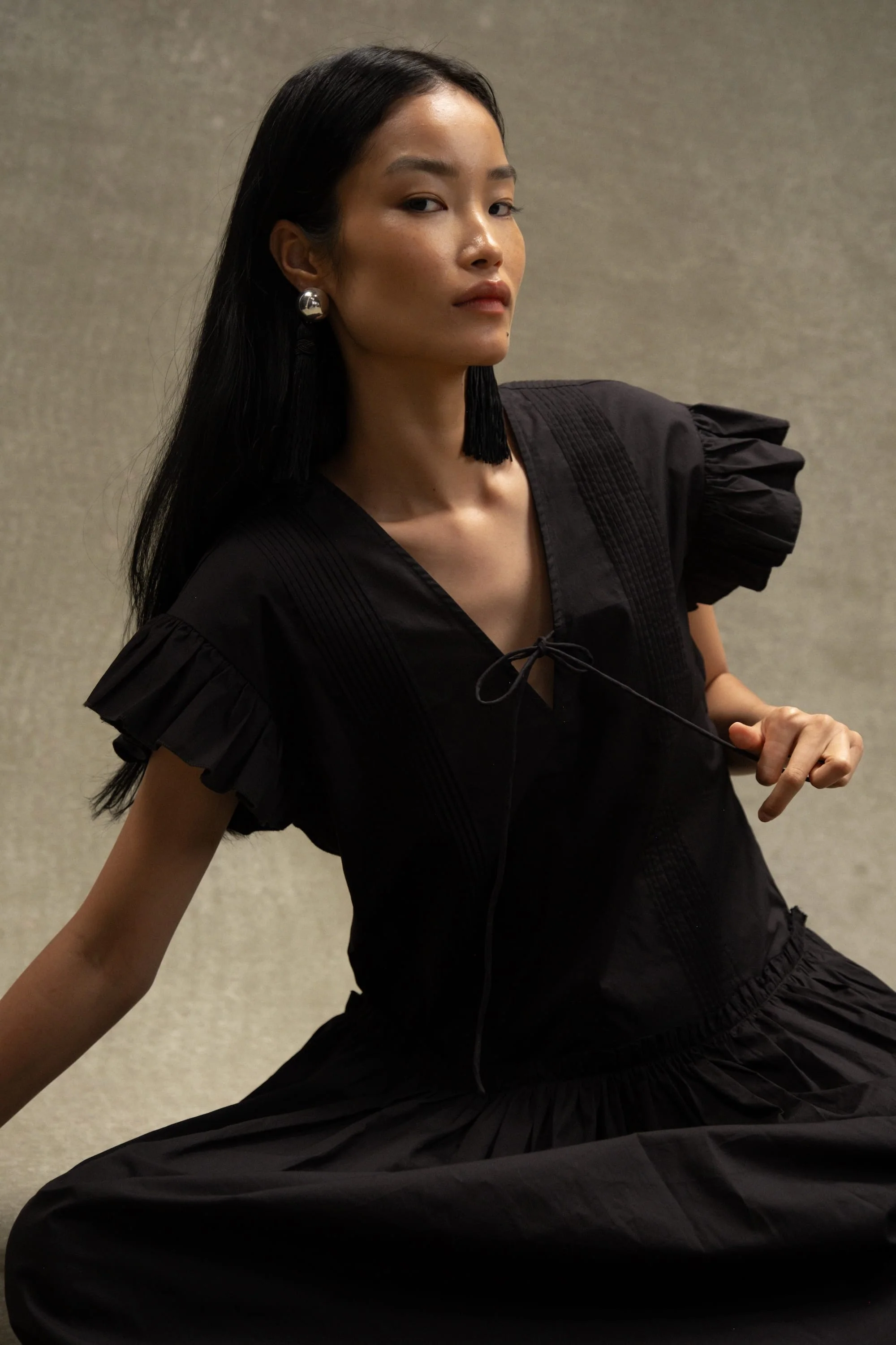 Margaux Ruffle-Sleeve Pleated Dress - Image 9