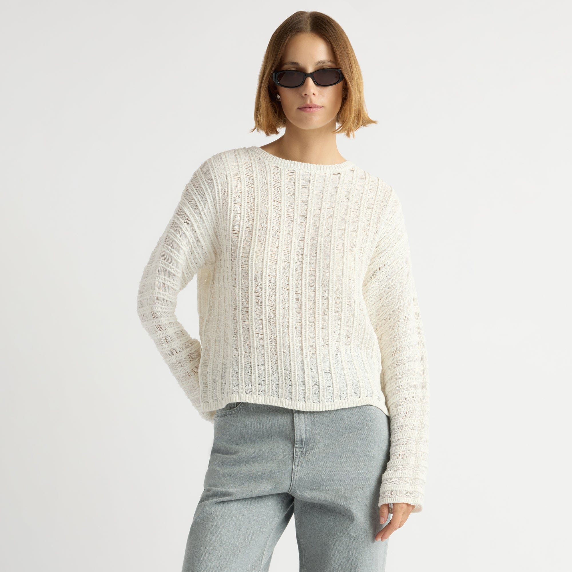 Matteo Semi-Sheer Open-Knit Sweater
