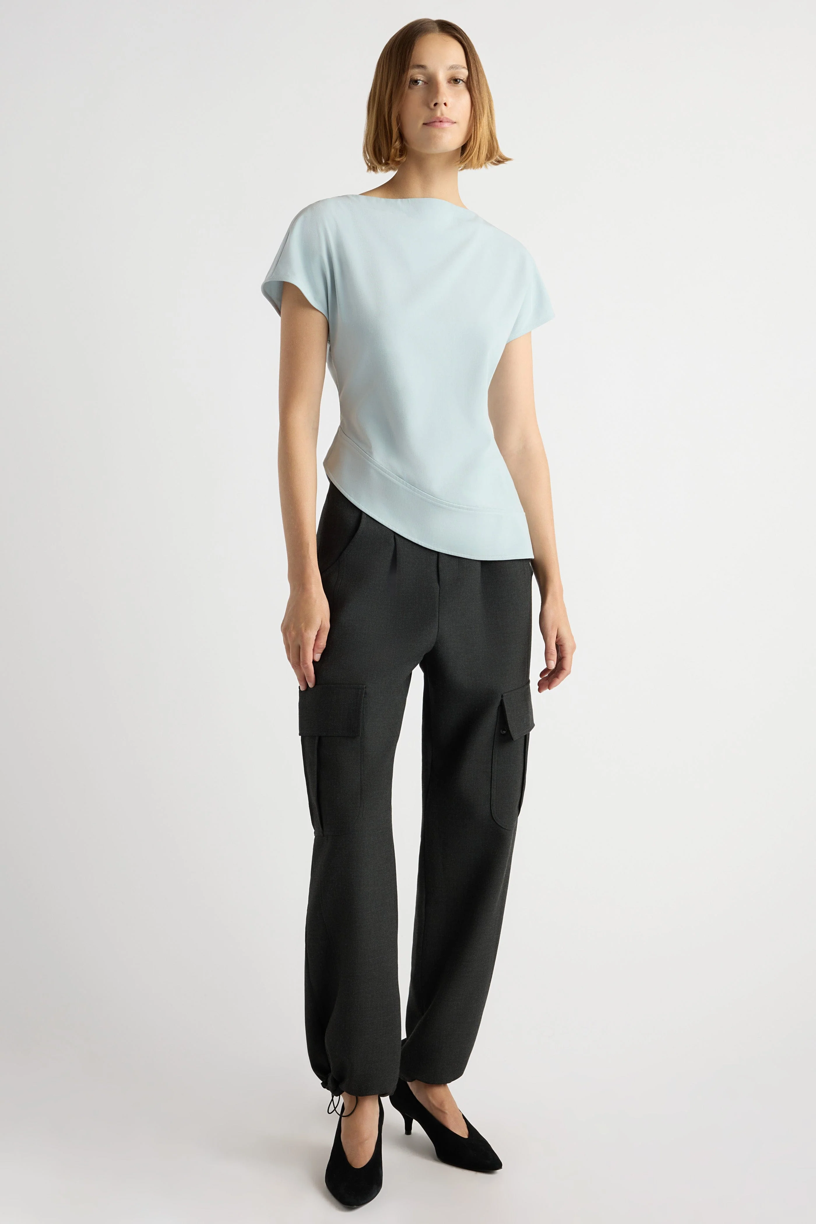 McKenna Sculpted Asymmetric-Hem Blouse - Image 4