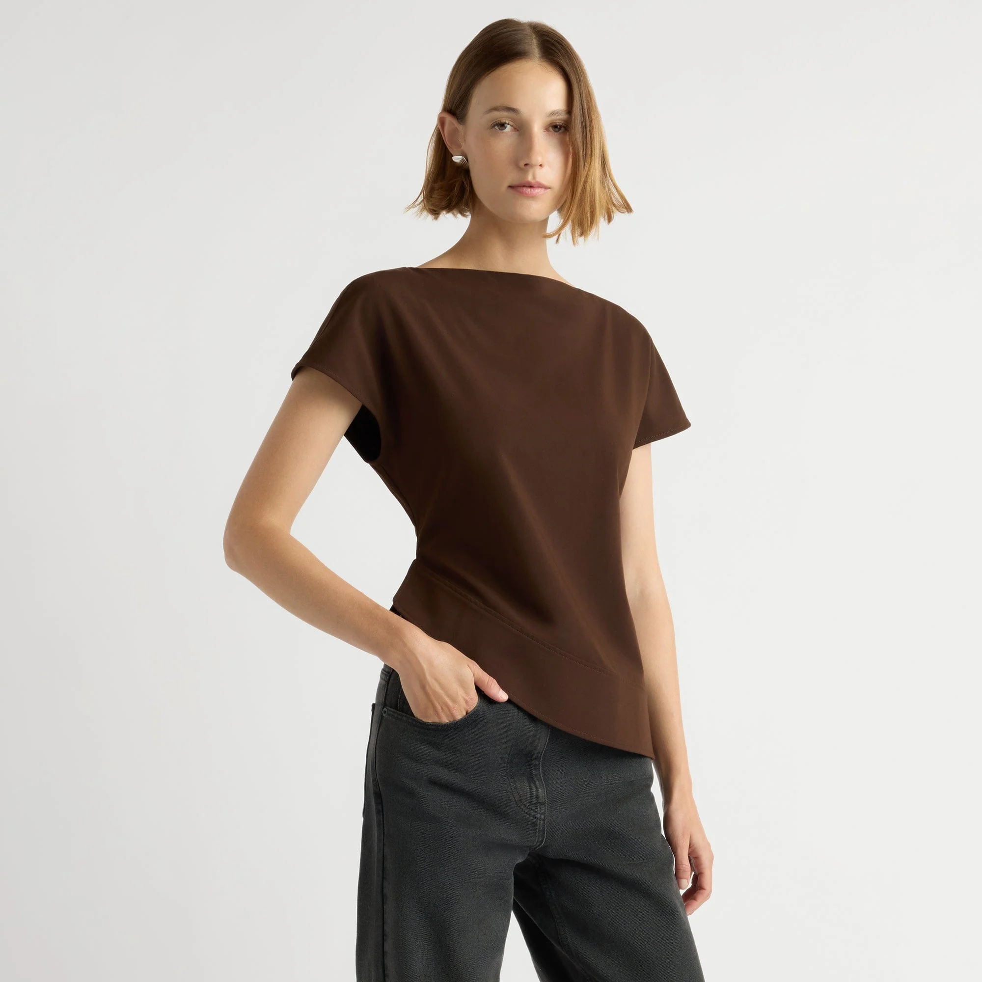 McKenna Sculpted Asymmetric-Hem Blouse
