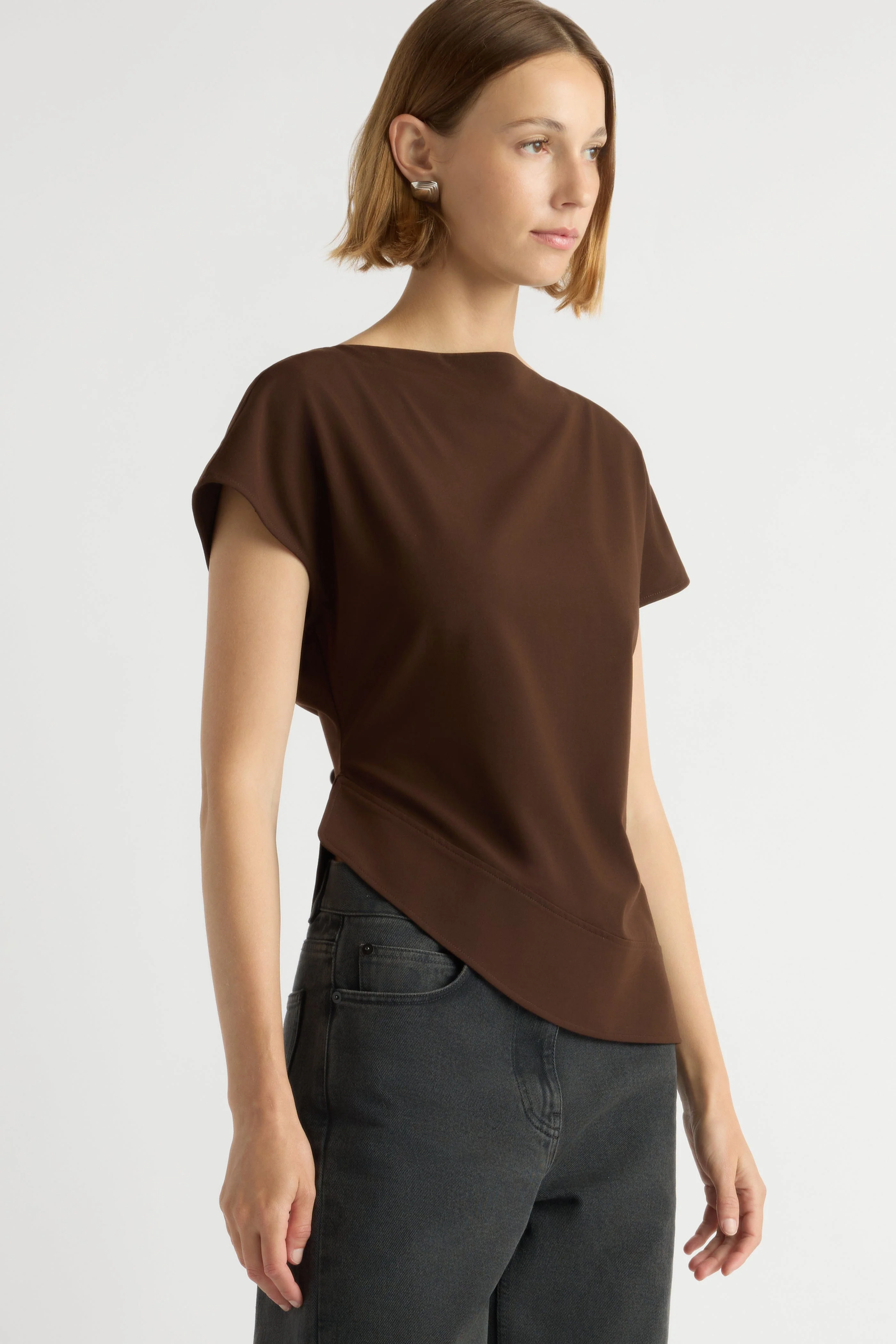 McKenna Sculpted Asymmetric-Hem Blouse - Image 4