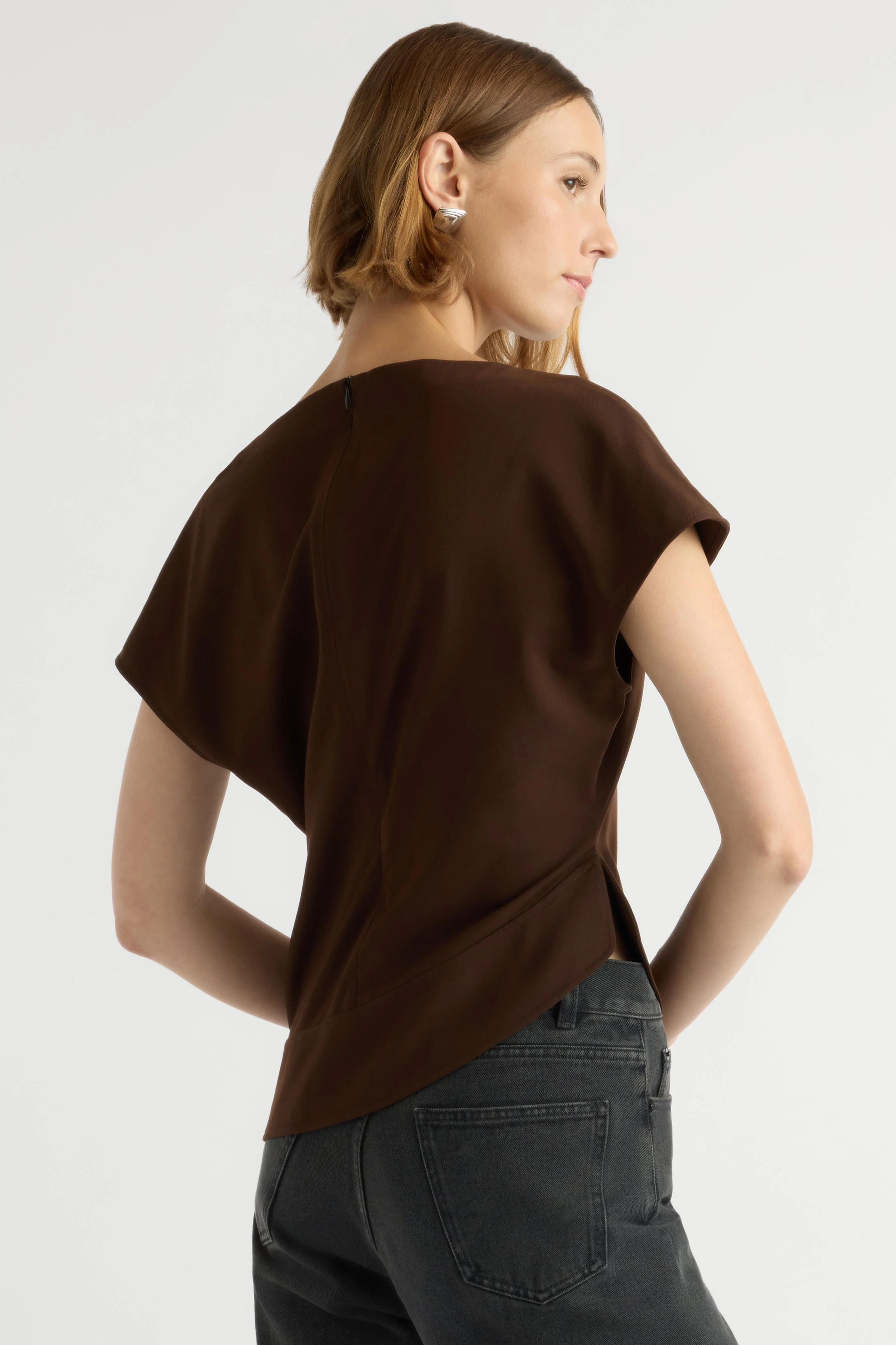 McKenna Sculpted Asymmetric-Hem Blouse - Image 5