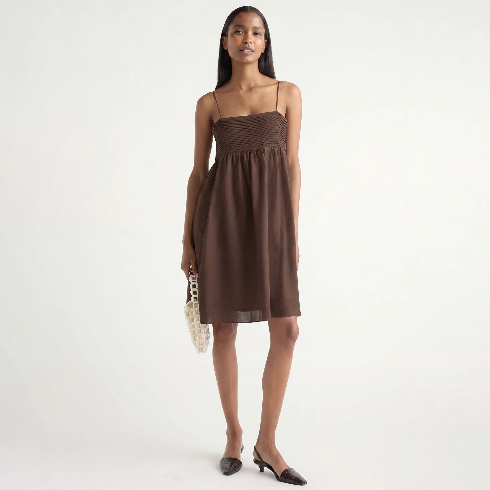 Myra Pintuck Cotton-Silk Dress