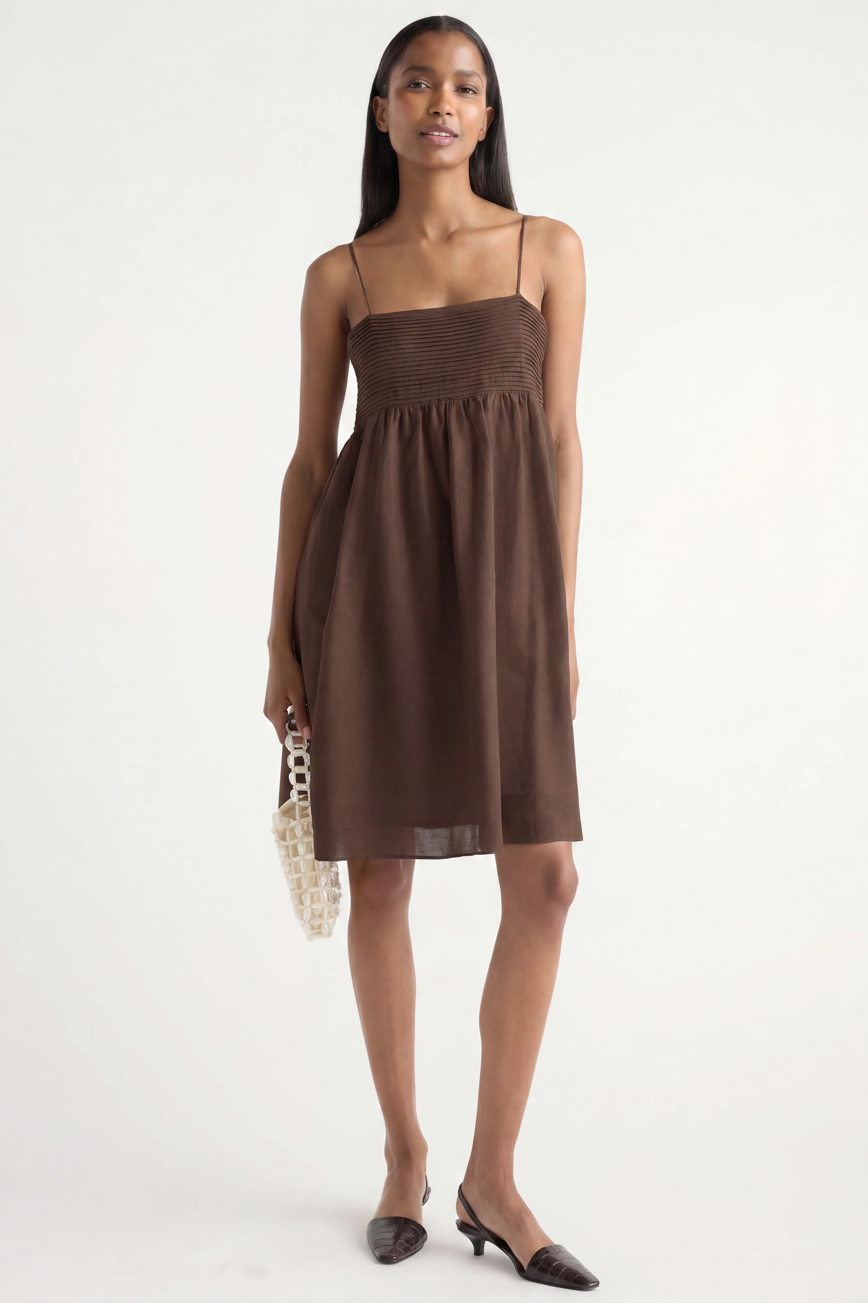 Myra Pintuck Cotton-Silk Dress - Image 2