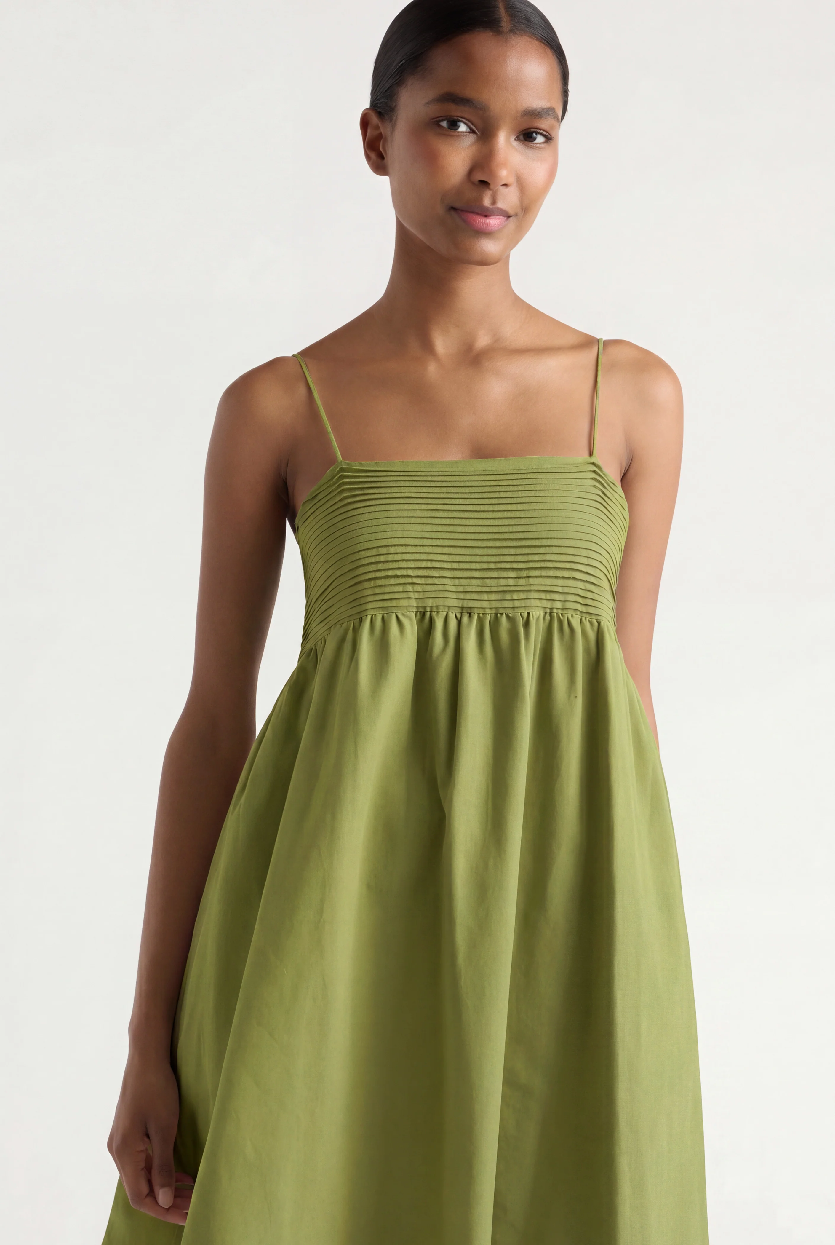 Myra Pintuck Cotton-Silk Dress - Image 3