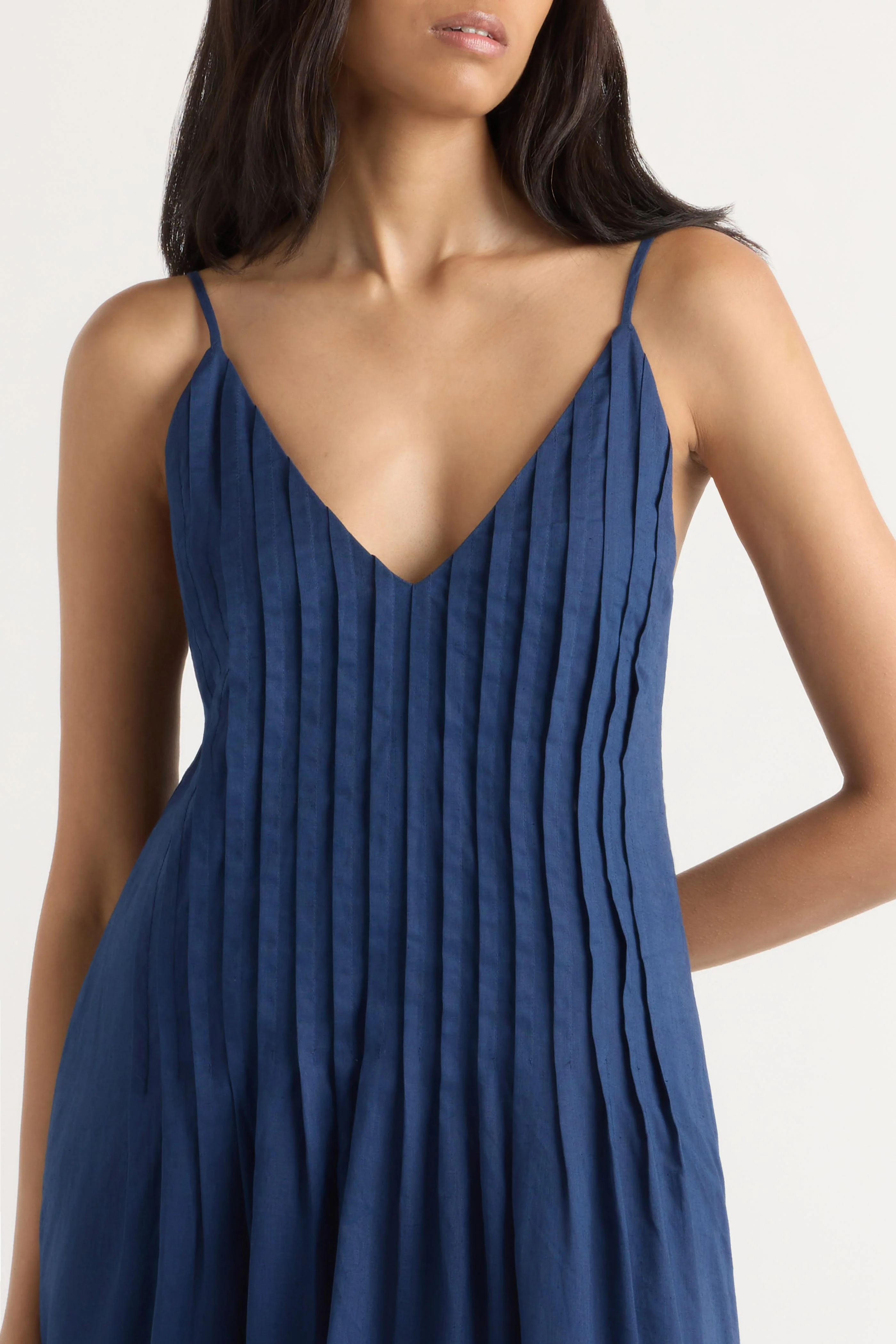 Naomi Pleated Linen-Cotton Dress - Image 4