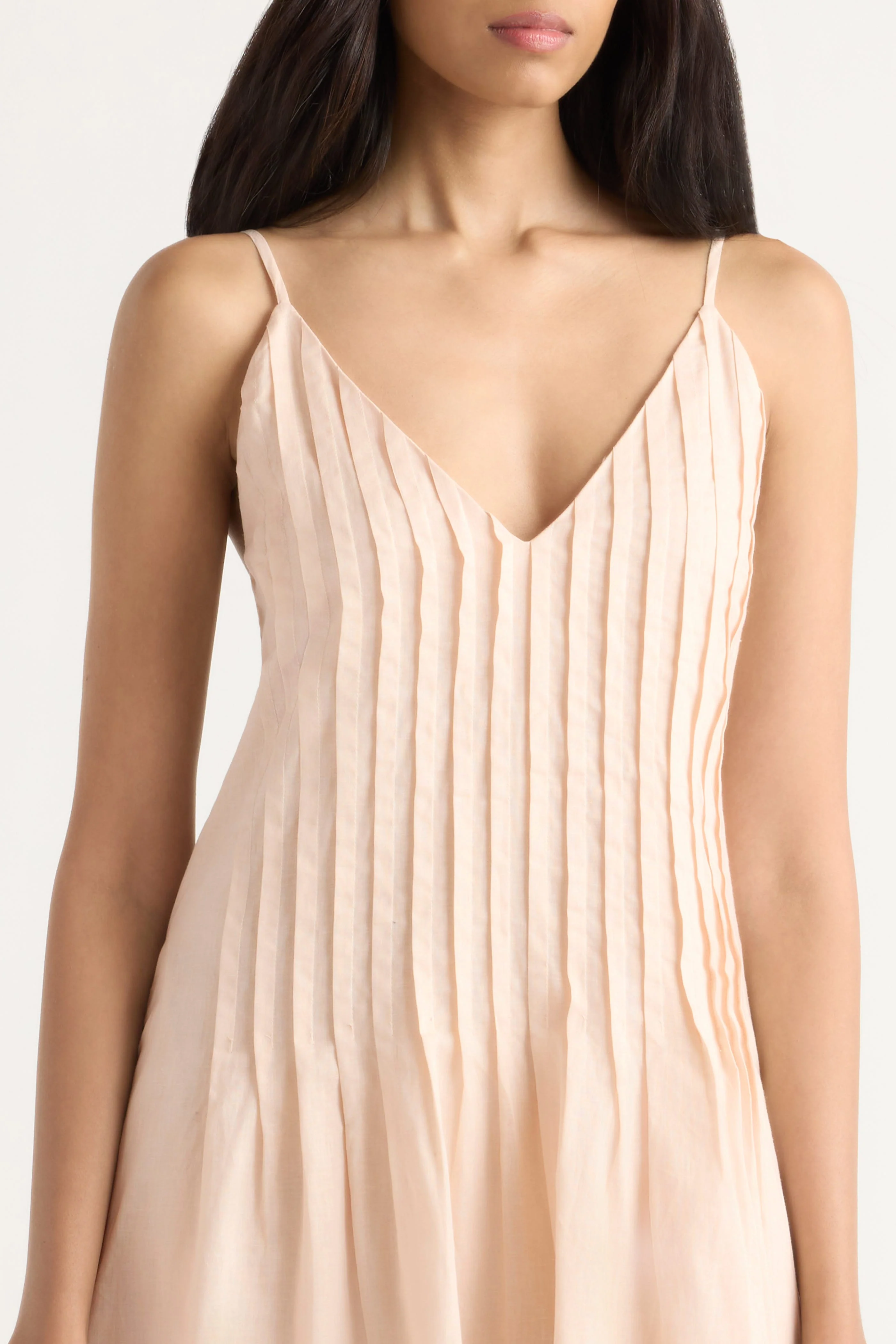 Naomi Pleated Linen-Cotton Dress - Image 4