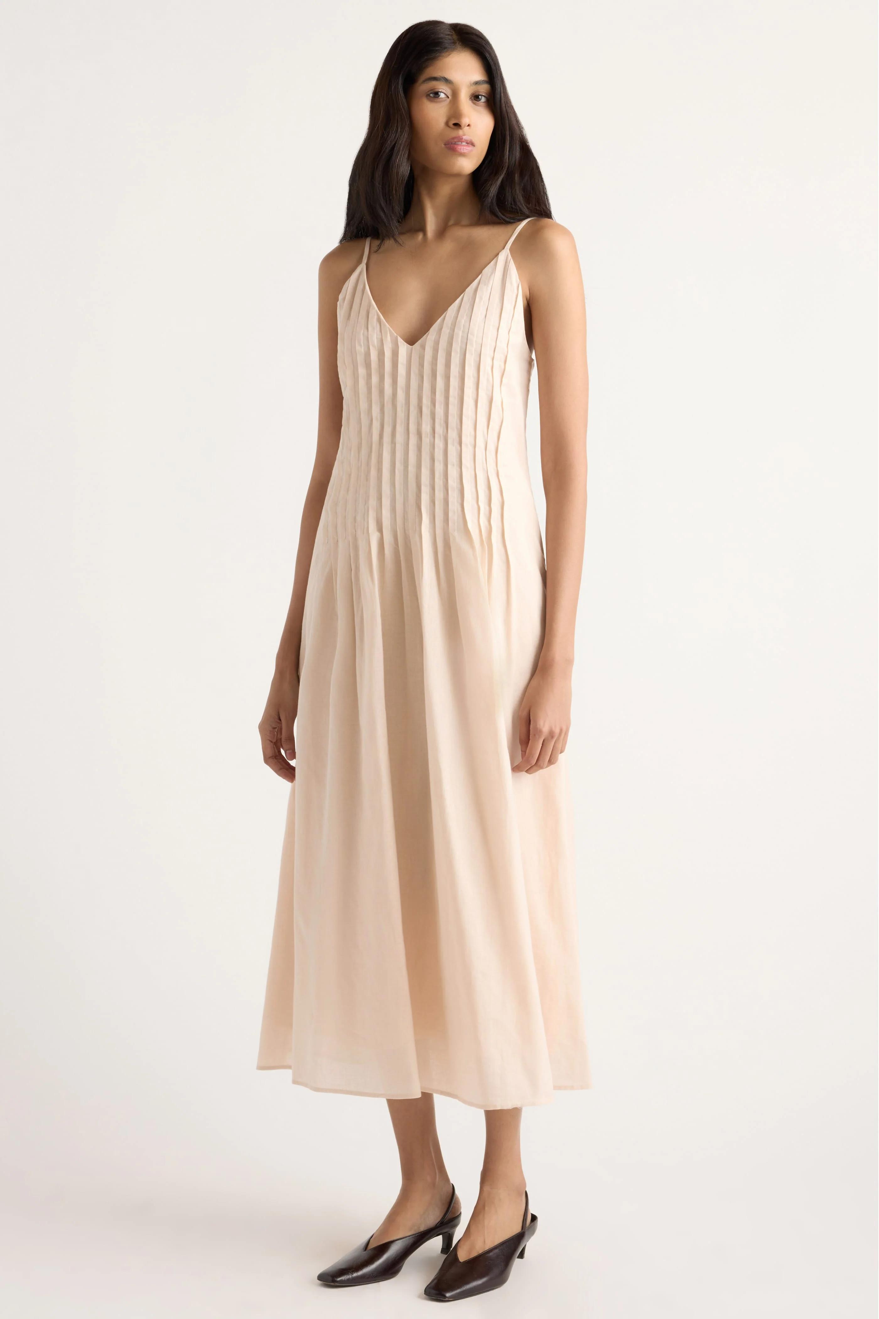 Naomi Pleated Linen-Cotton Dress - Image 5
