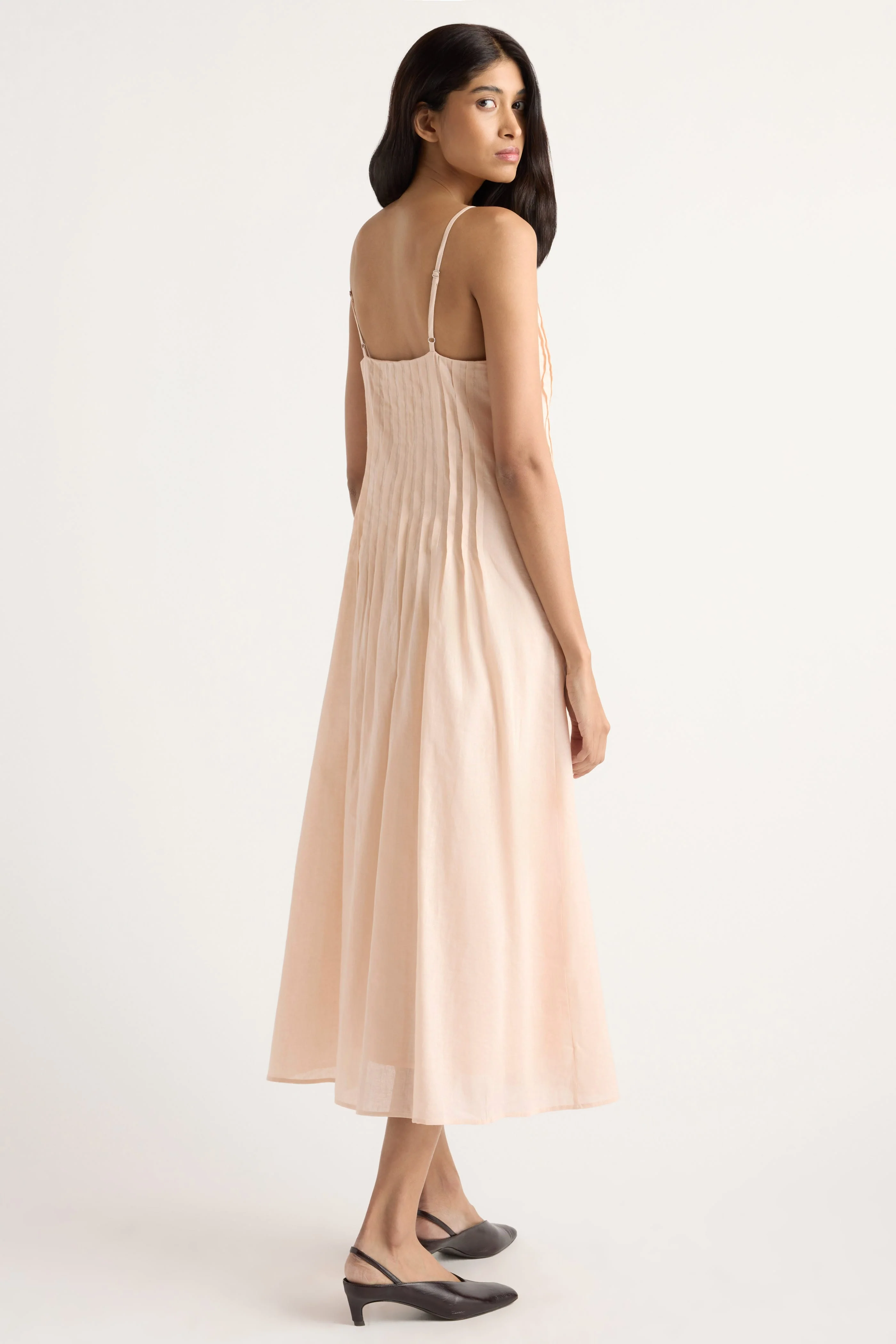Naomi Pleated Linen-Cotton Dress - Image 7