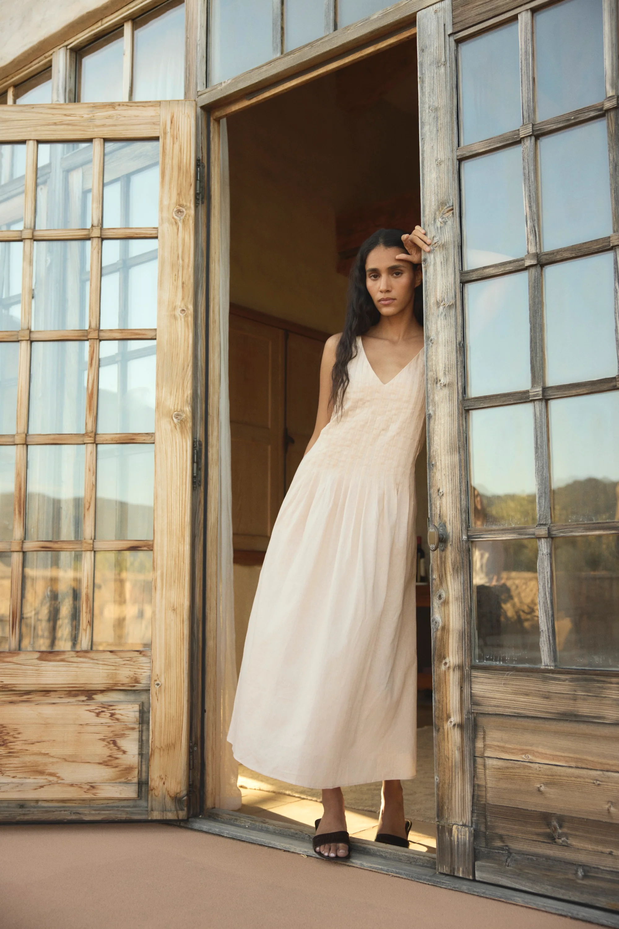 Naomi Pleated Linen-Cotton Dress - Image 9