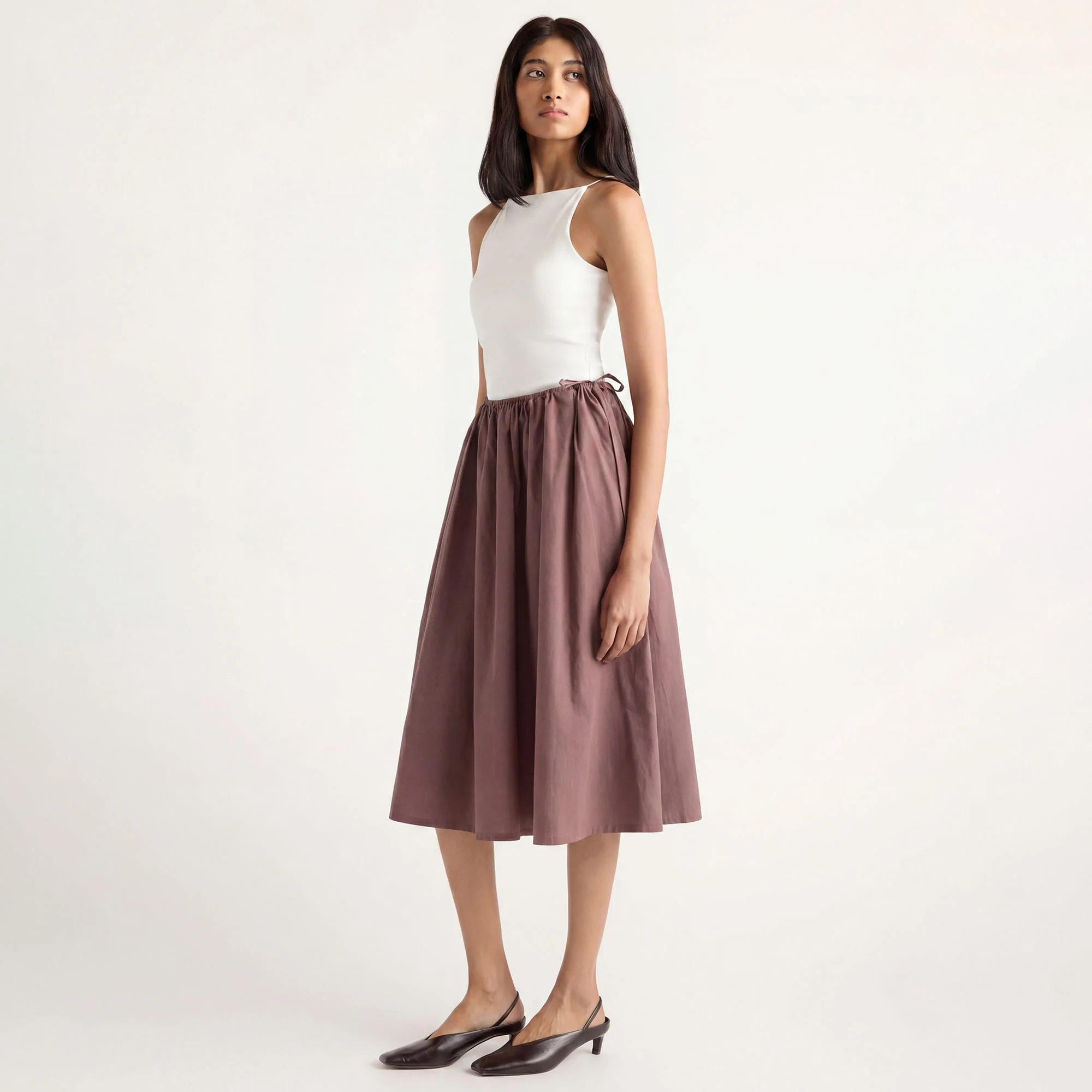 Naveli Side-Tie Poplin Skirt