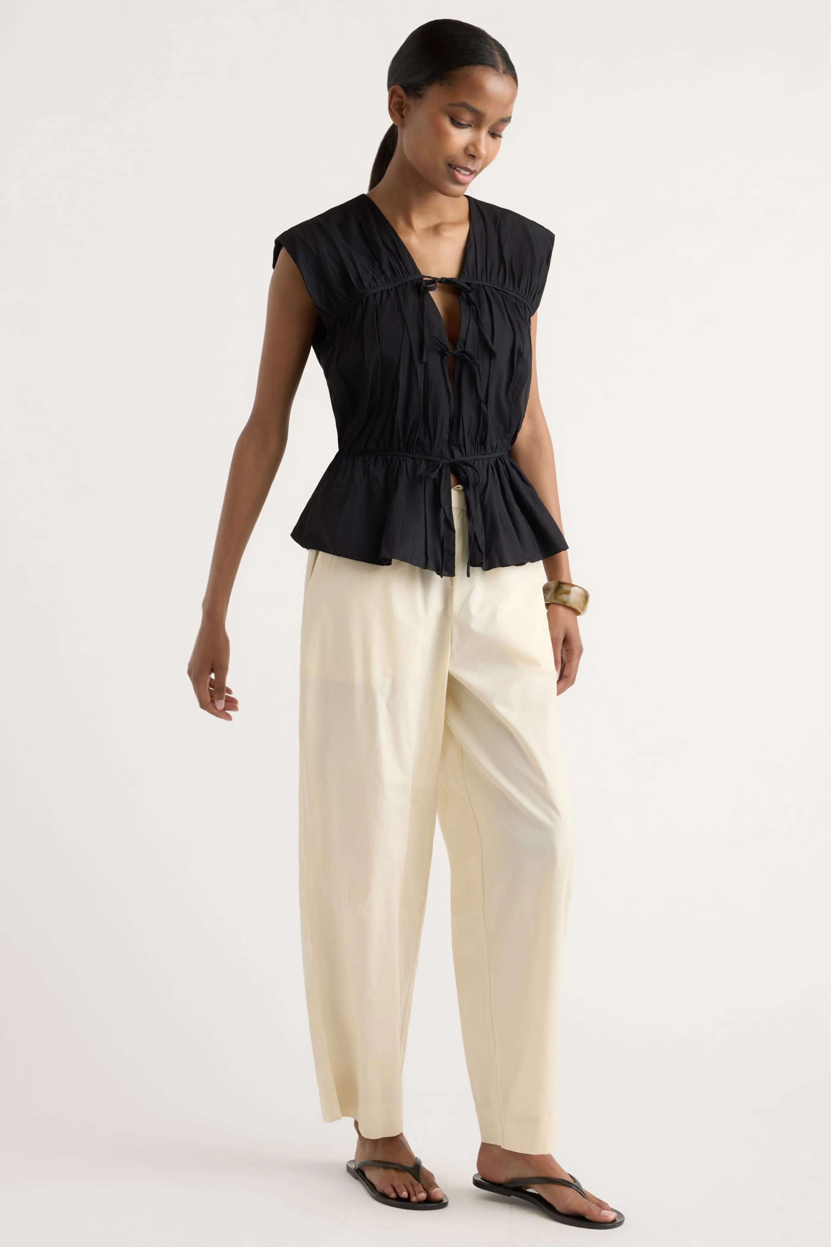 Norah Tie-Front Organic Cotton Blouse - Image 6