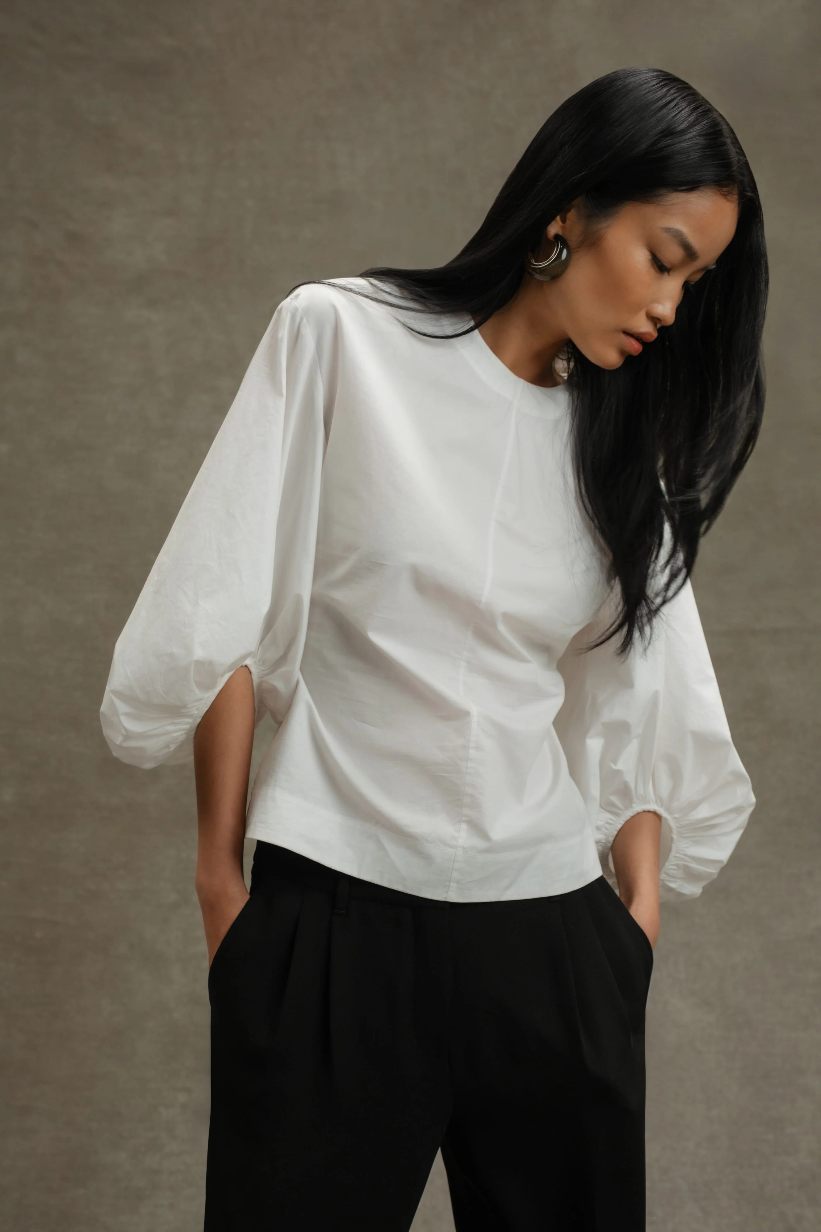 Odessa Sculpted Balloon-Sleeve Blouse - Image 8