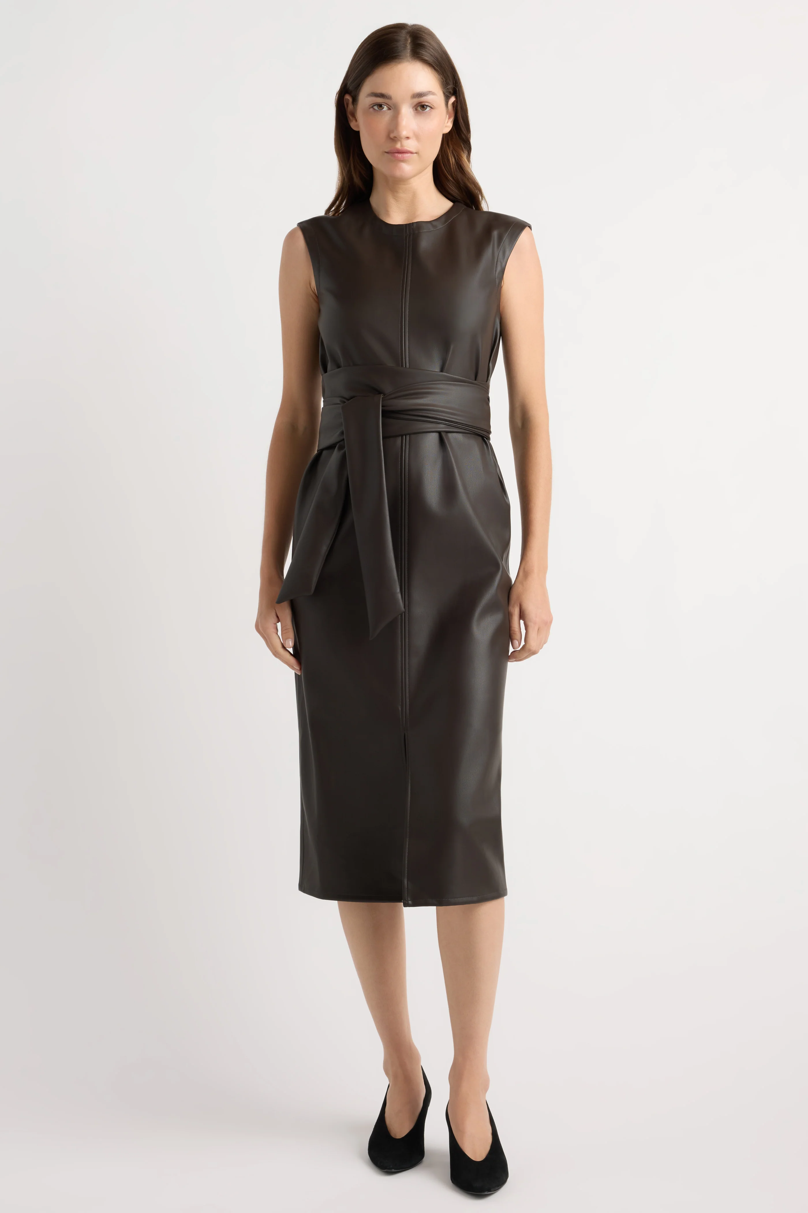 Pilar Vegan Leather Tie-Front Dress - Image 4