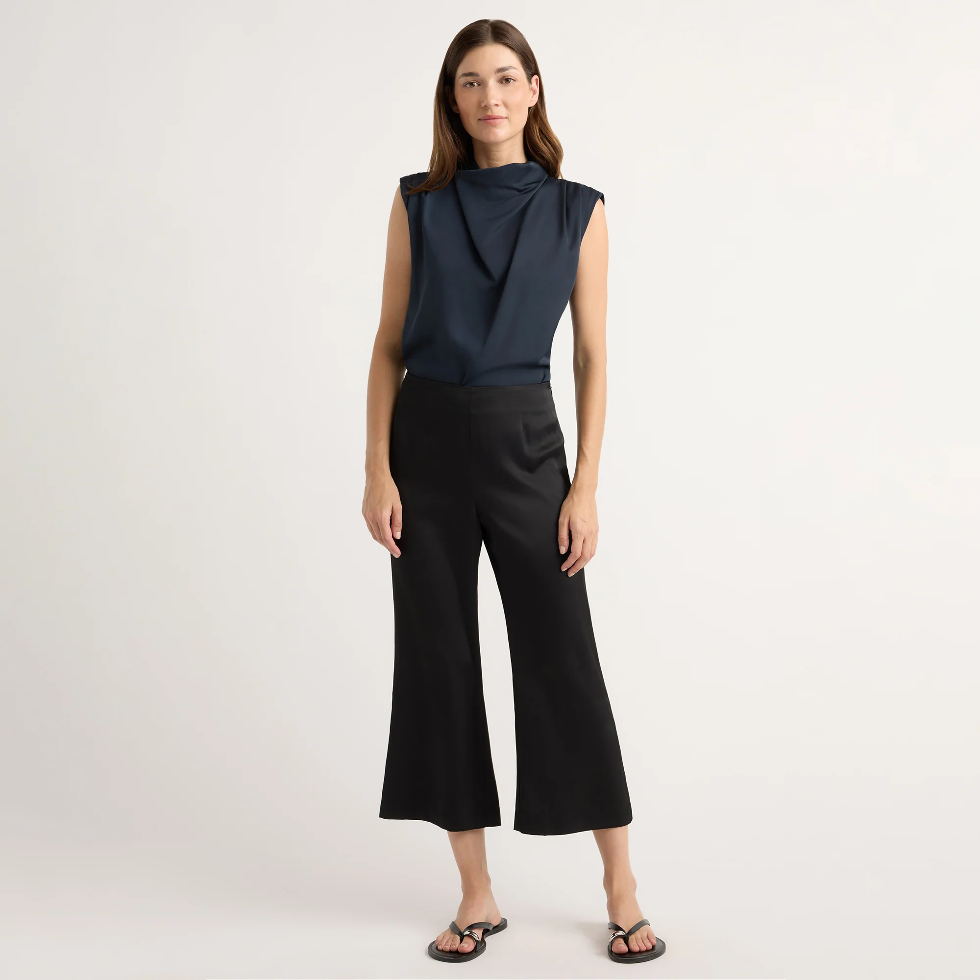 Priscilla Satin Kick-Flare Pant