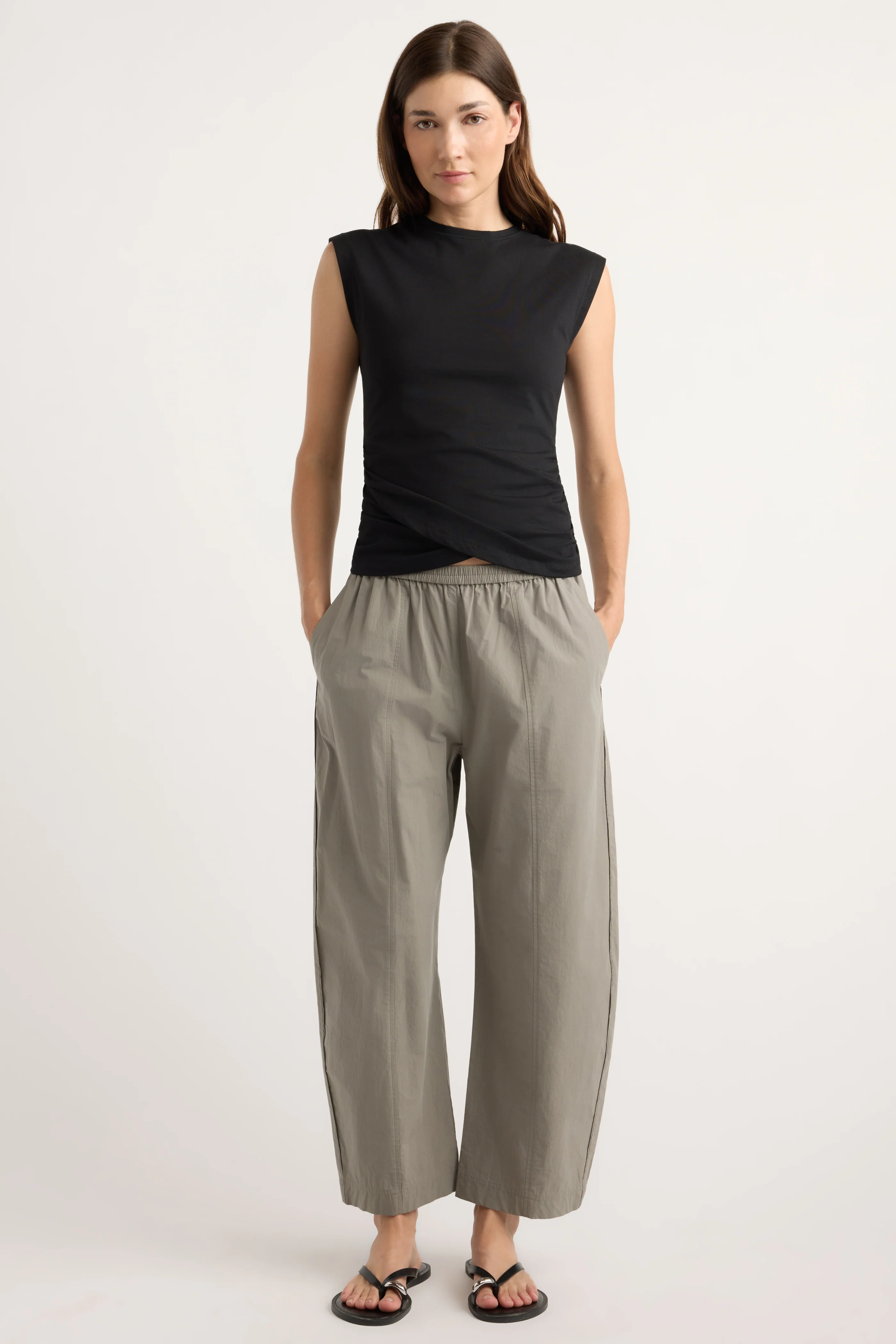 Priya Stretch-Waist Barrel-Leg Pant - Image 5